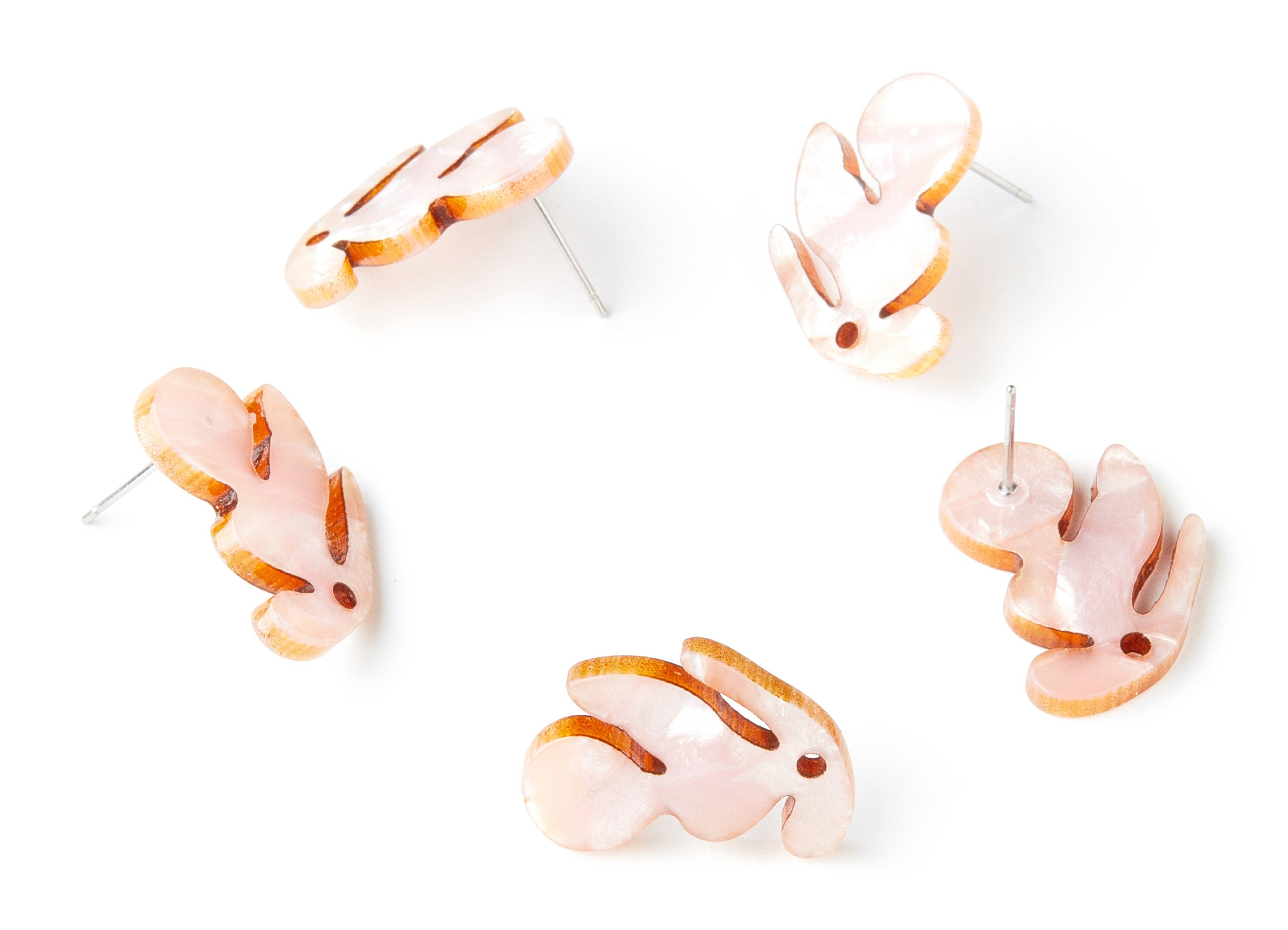 Acrylic Leaf Earring Post - Leaf Earring Stud - Earring Post - Jewelry Supplies - Color Code: A238 - 21.72x16.3x2.5mm - AC1386A - DOMEDBAZAAR