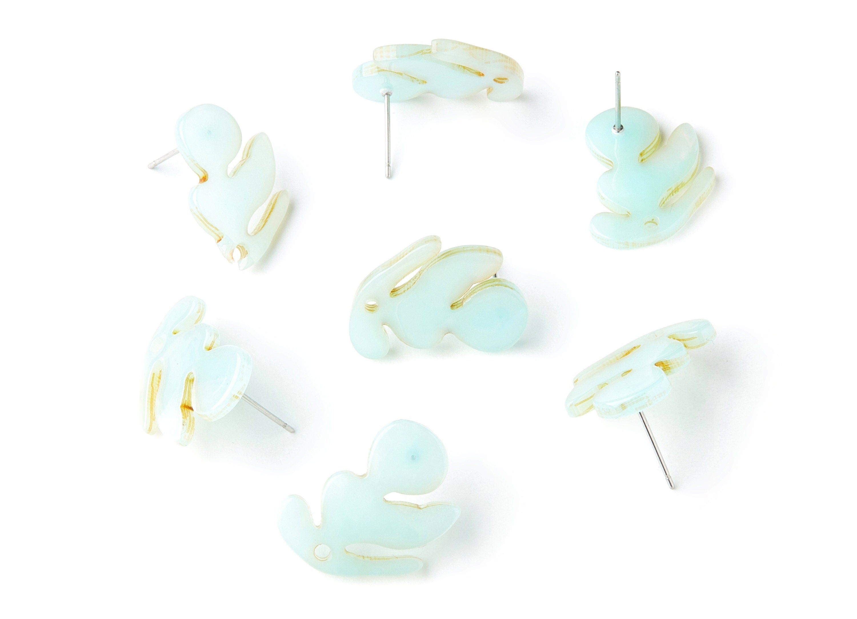 Acrylic Leaf Earring Post - Leaf Earring Stud - Earring Post - Jewelry Supplies - Color Code: A236 - 21.72x16.3x2.5mm - AC1386C - DOMEDBAZAAR