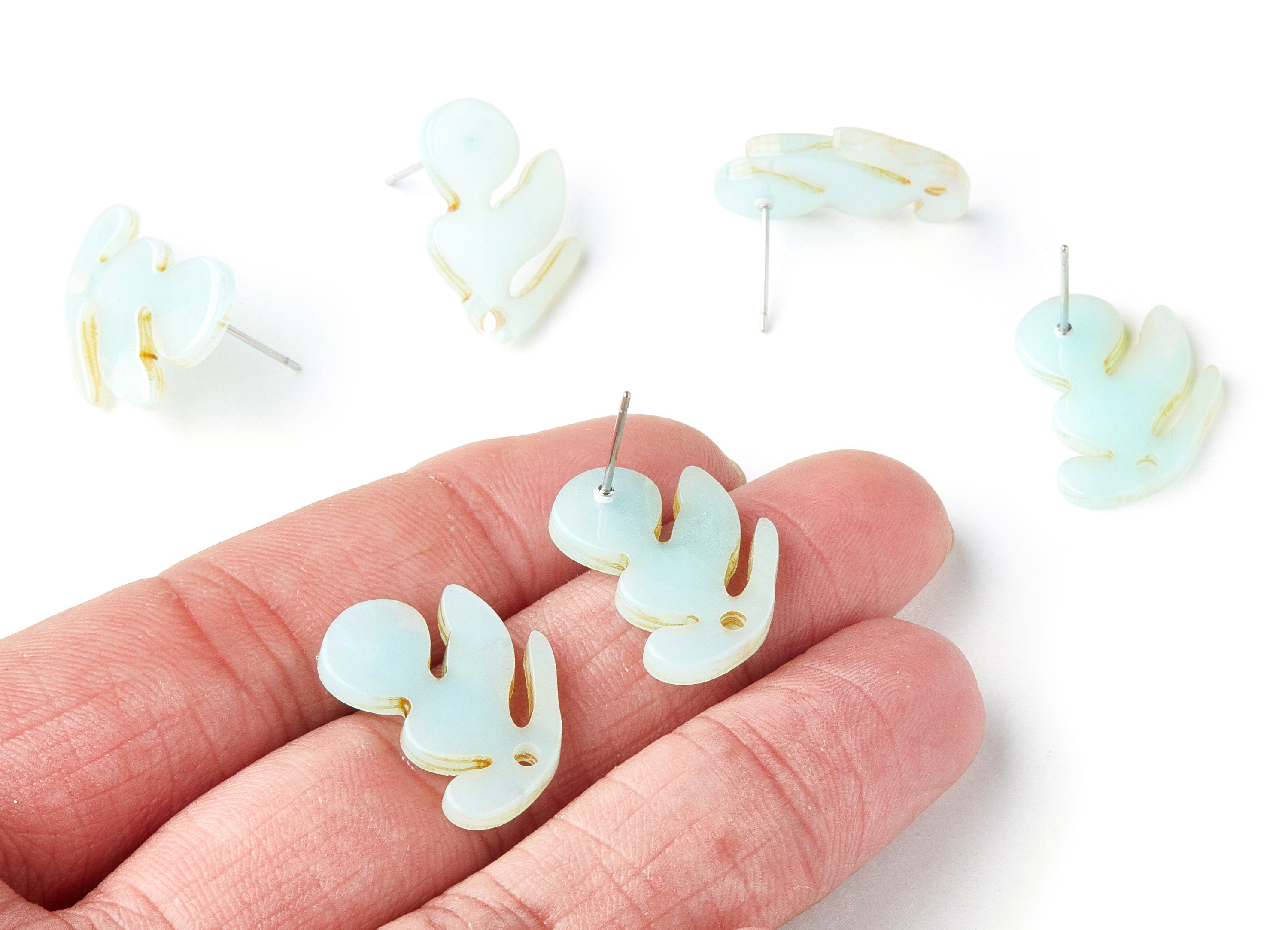 Acrylic Leaf Earring Post - Leaf Earring Stud - Earring Post - Jewelry Supplies - Color Code: A236 - 21.72x16.3x2.5mm - AC1386C - DOMEDBAZAAR