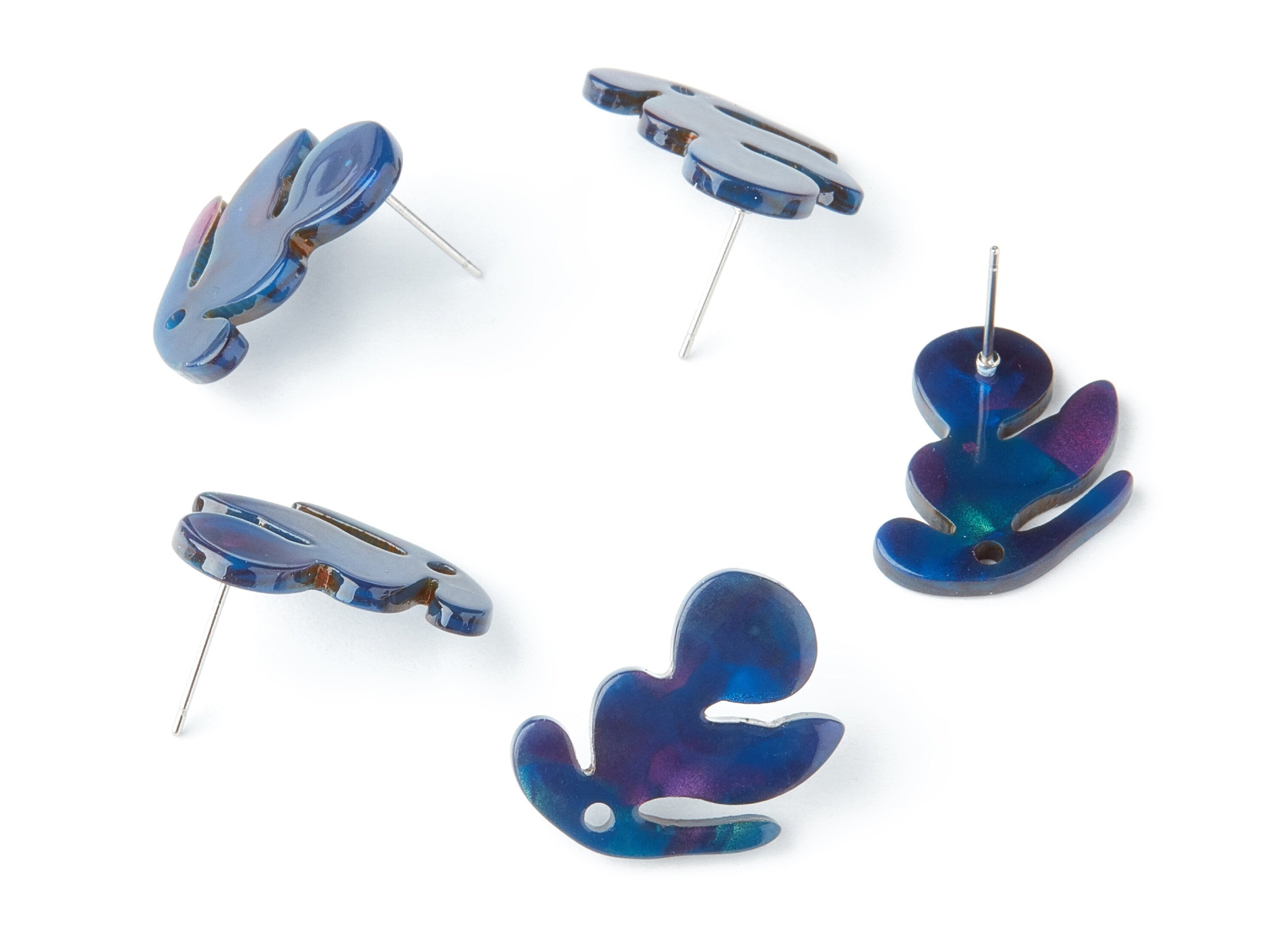 Acrylic Leaf Earring Post - Acrylic Leaf Earring Stud - Earring Post - Jewelry Supplies - Color Code: A237 - 21.72x16.3x2.5mm - AC1386F - DOMEDBAZAAR