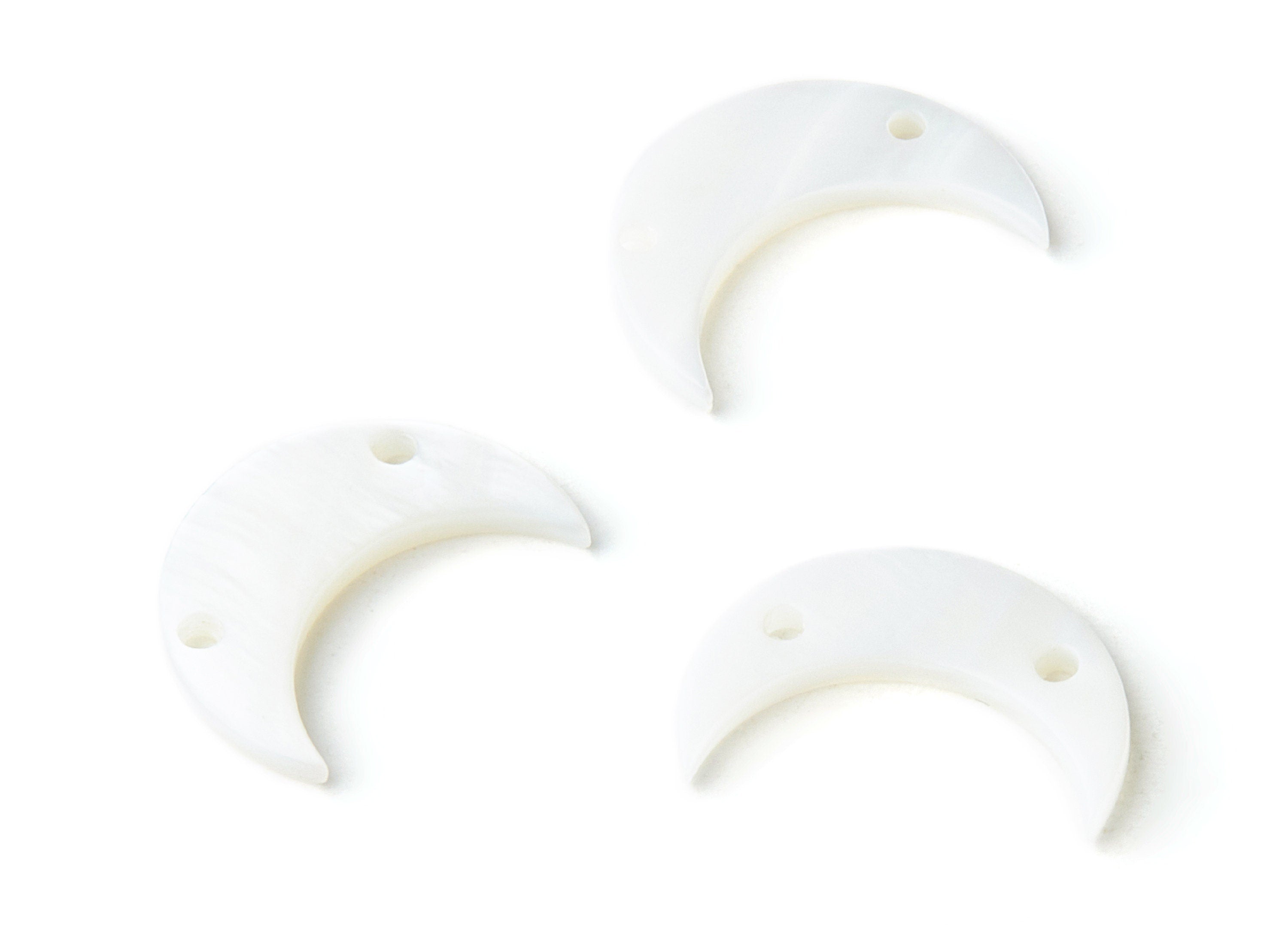 Sedef Charms - Moon Shaped Pearl Charms - Moon Shaped Earrings - 2 Holes - 17.76x5.7x1.75mm - SF1006 - DOMEDBAZAAR