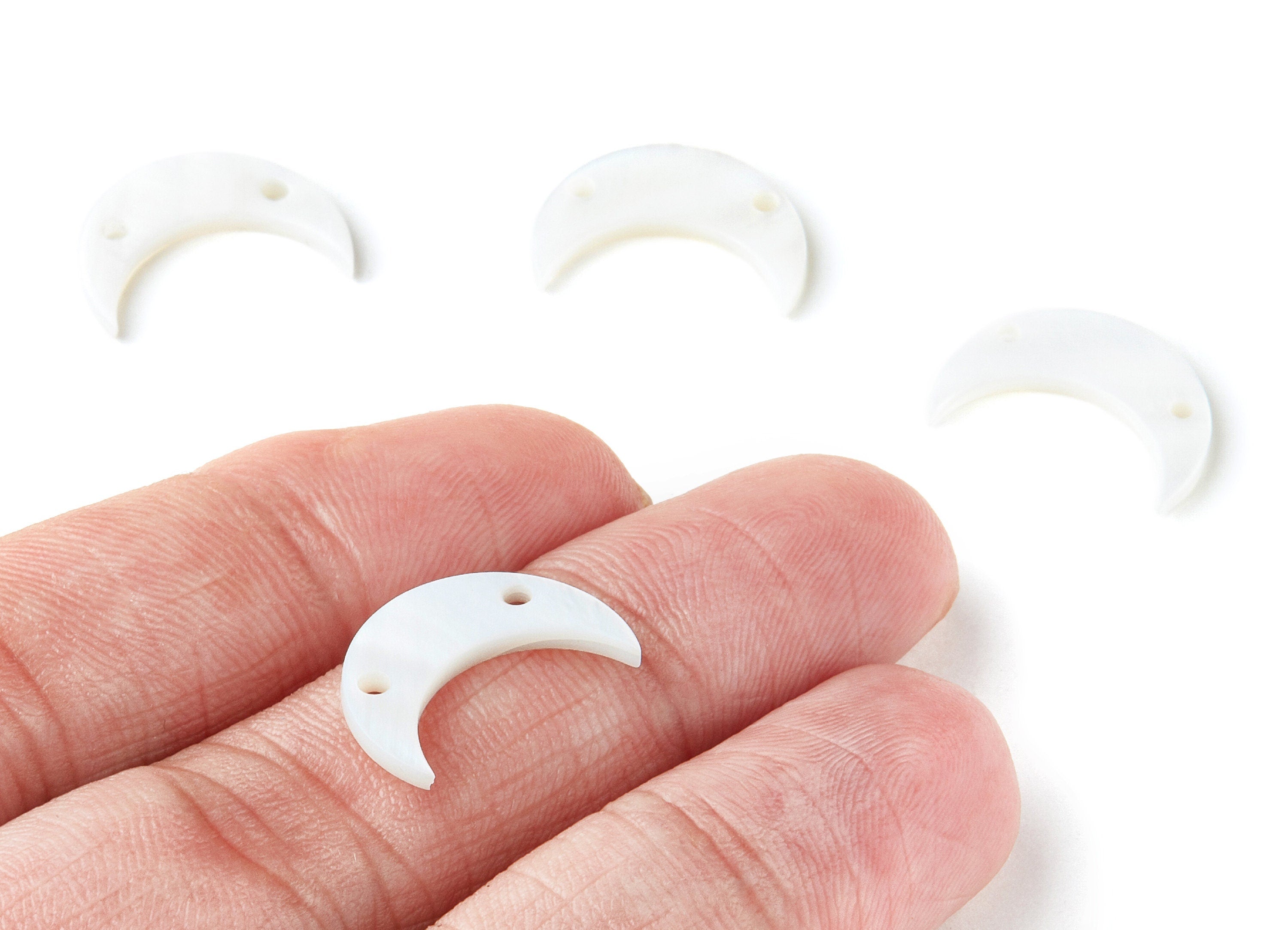 Sedef Charms - Moon Shaped Pearl Charms - Moon Shaped Earrings - 2 Holes - 17.76x5.7x1.75mm - SF1006 - DOMEDBAZAAR