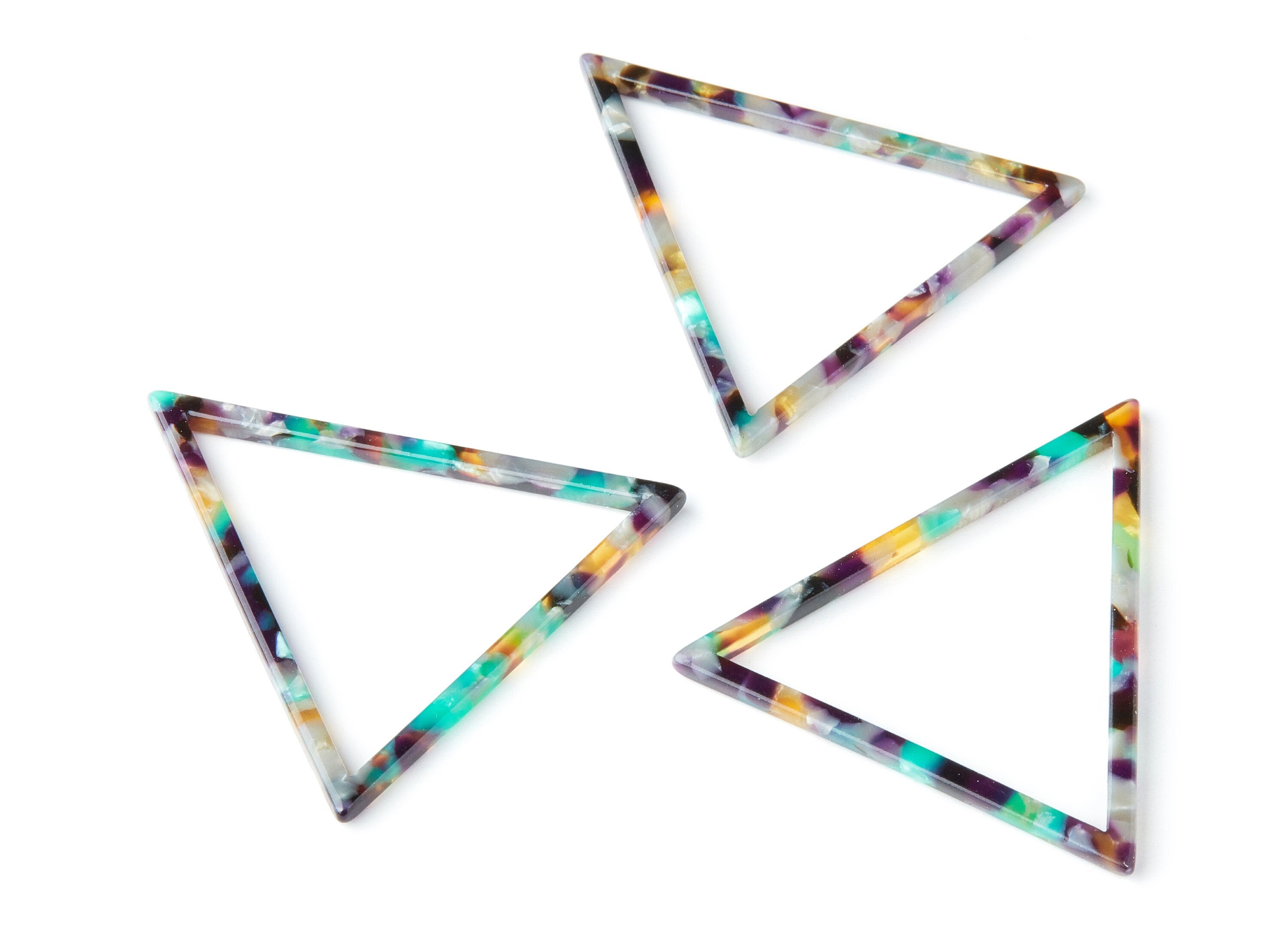 Acetate Triangle Earring Charms - Triangle Pendant - Earring Findings - Jewelry Supplies - Color Code: A50 - 57.7x51.4x2.7mm - AC1374B - DOMEDBAZAAR