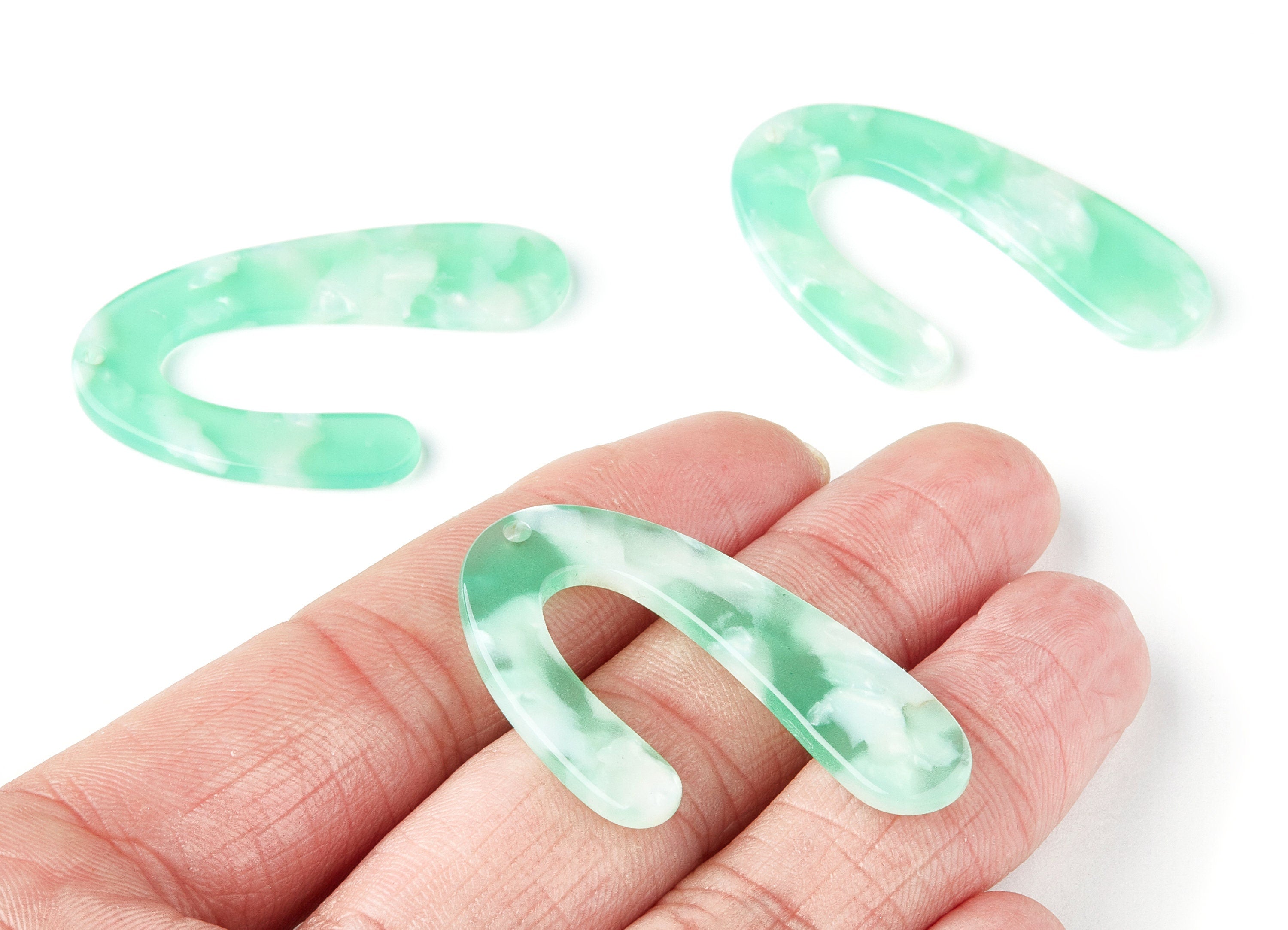 Acetate U Earring Charms - U Pendant - Earring Findings - Jewelry Supplies - Color Code: A35 - 44.5x27x2.68mm - AC1363J - DOMEDBAZAAR