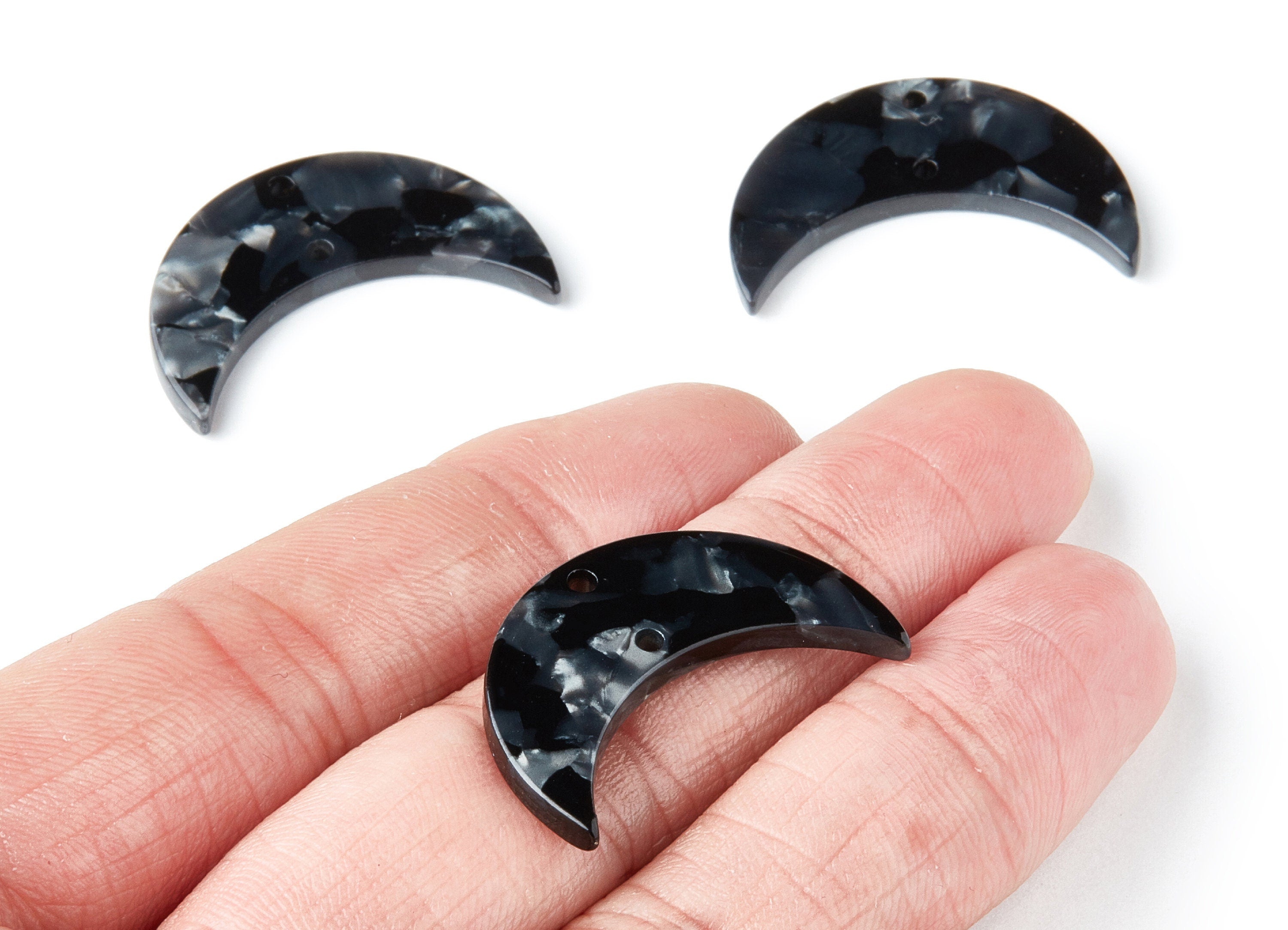Acetate Moon Connector - Two Holes - Moon Earring and Pendant - Jewellery Supplies - Color Code: A48 - 29.8x19.24x2.77mm - AC1110MM - DOMEDBAZAAR