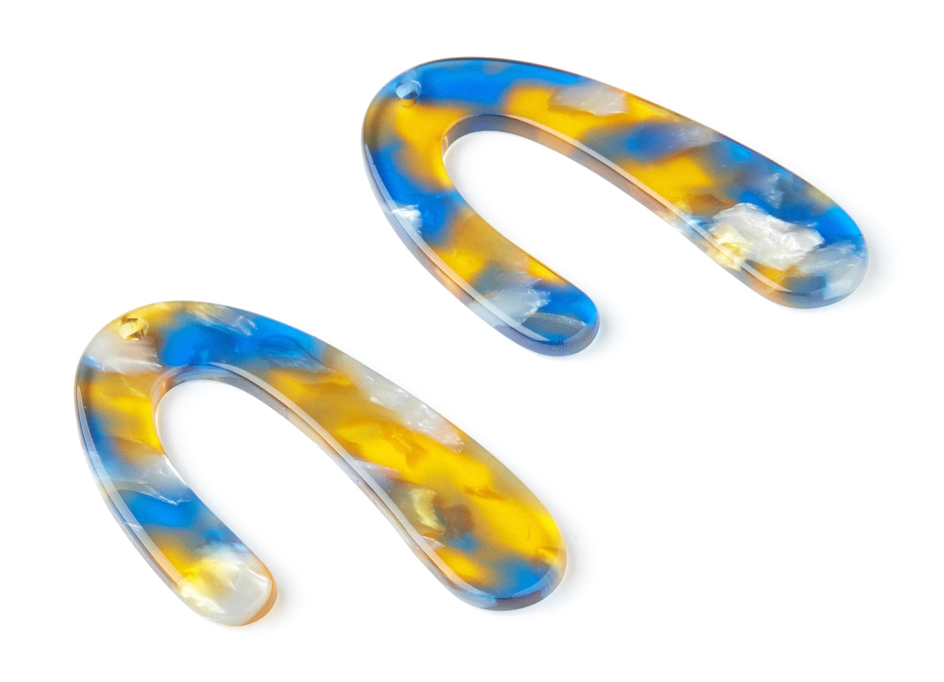 Acetate U Earring Charms - Acrylic U Pendant - Earring Findings - Jewelry Supplies - Color Code:A40 - 44.5x27x2.68mm - AC1363P - DOMEDBAZAAR