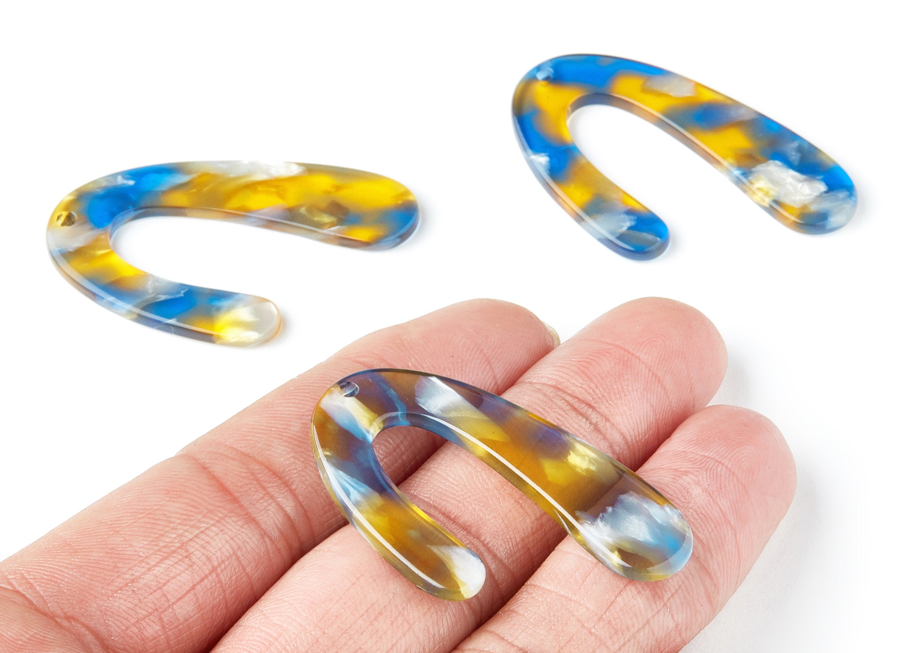 Acetate U Earring Charms - Acrylic U Pendant - Earring Findings - Jewelry Supplies - Color Code:A40 - 44.5x27x2.68mm - AC1363P - DOMEDBAZAAR