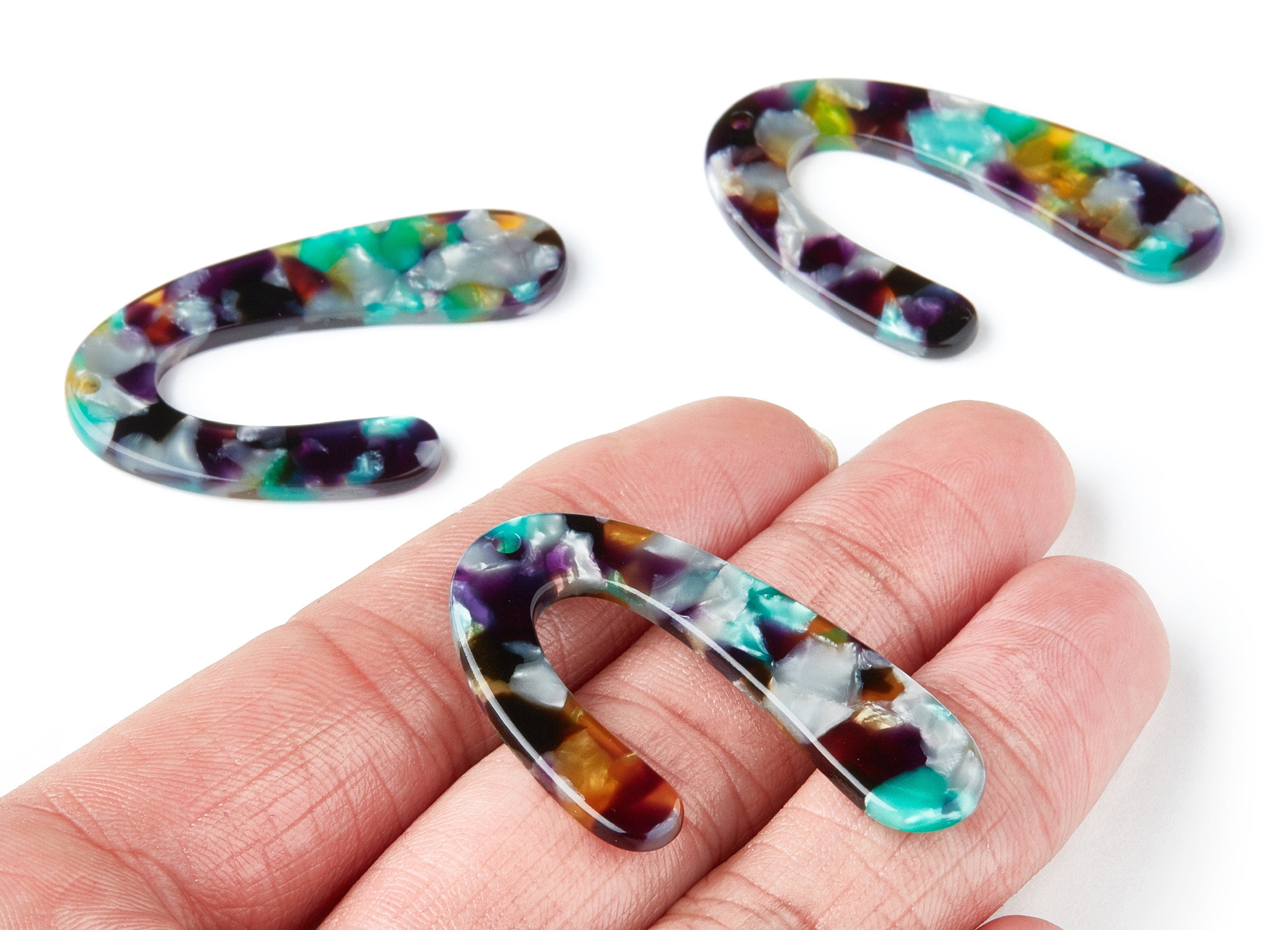 Acetate U Earring Charm - U Shaped Pendant - Earring Findings - Jewellery Supplies - Color Code:A50 - 44.5x27x2.68mm - AC1363U - DOMEDBAZAAR