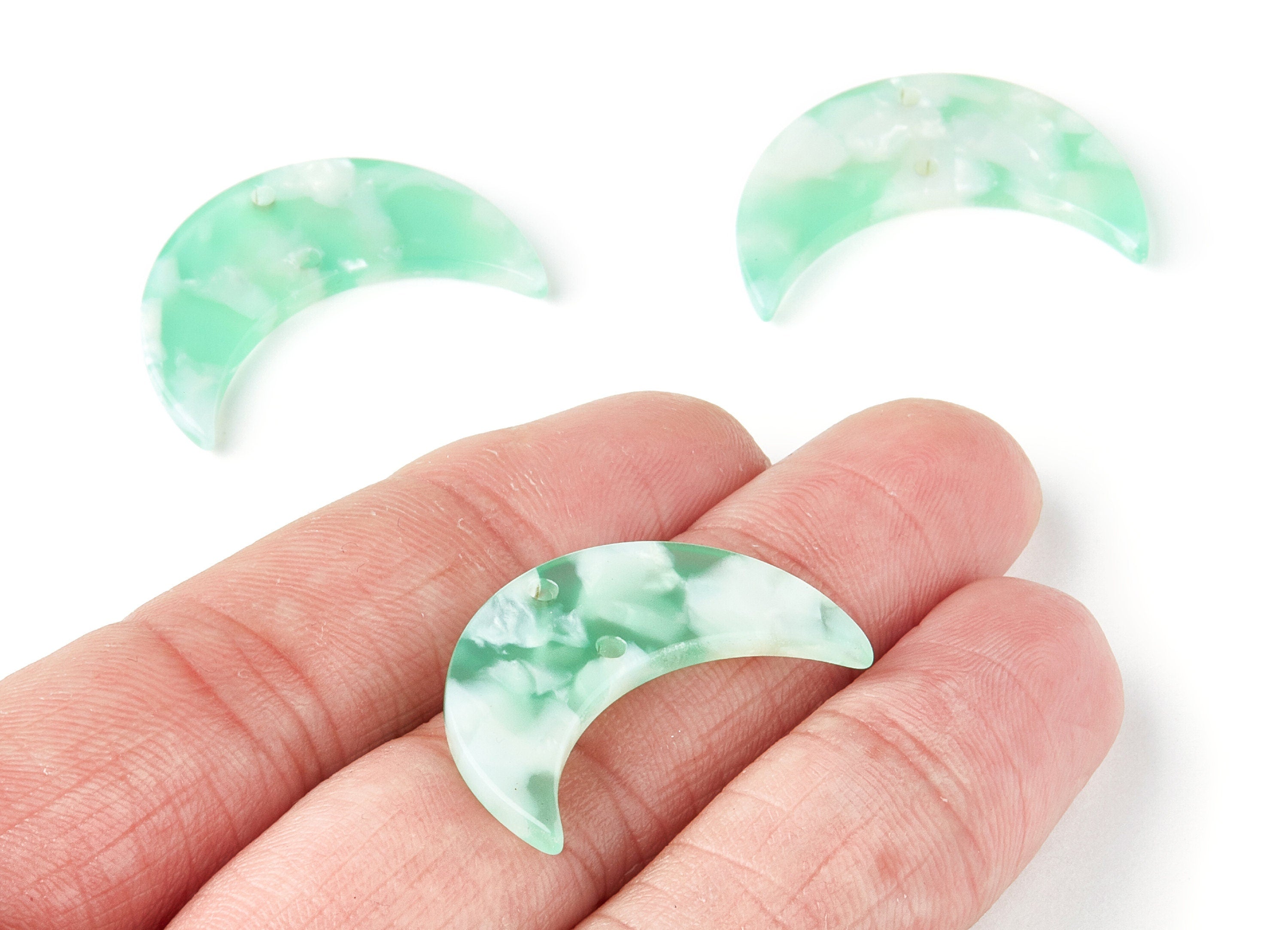 Acetate Moon Connector - Two Holes - Moon Earring and Pendant - Jewelry Supplys - Color Code: A35 - 29.8x19.24x2.77mm - AC1110YY - DOMEDBAZAAR