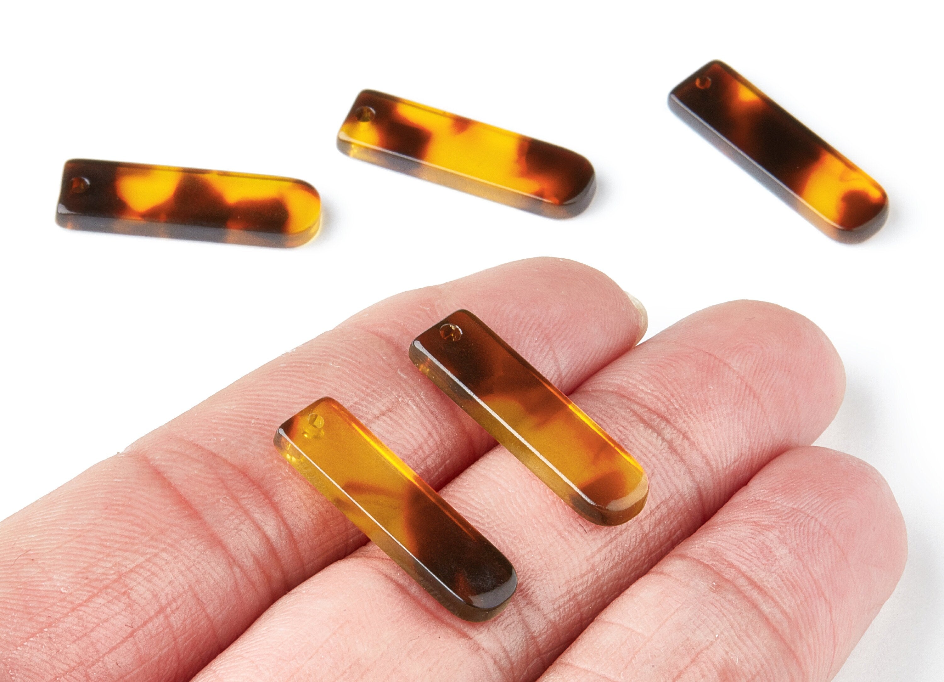 Acetate Acrylic Earring Charm - Tortoise Shell Earrings - Bar Shaped Pendant - 1 Hole - Color Code:A05 - 23.65x6.74x2.6mm - AC1354H - DOMEDBAZAAR