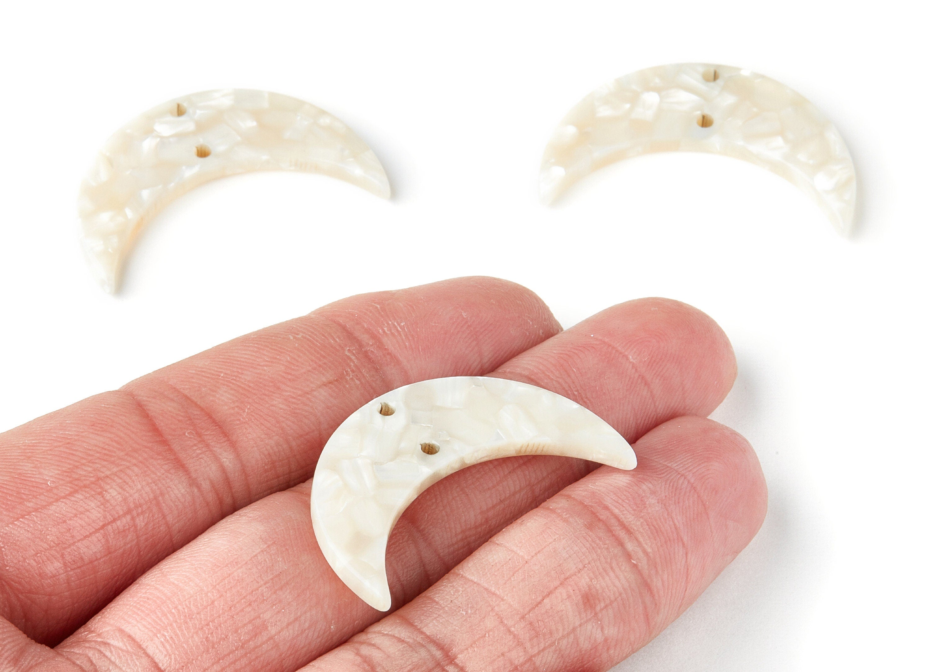 Acetate Moon Earring Charms - Moon Pendant With 2 Holes - Earring Findings - Jewelry Supplies - Color Code: A33 - 34.7x21.7x2.87mm - AC1366F - DOMEDBAZAAR