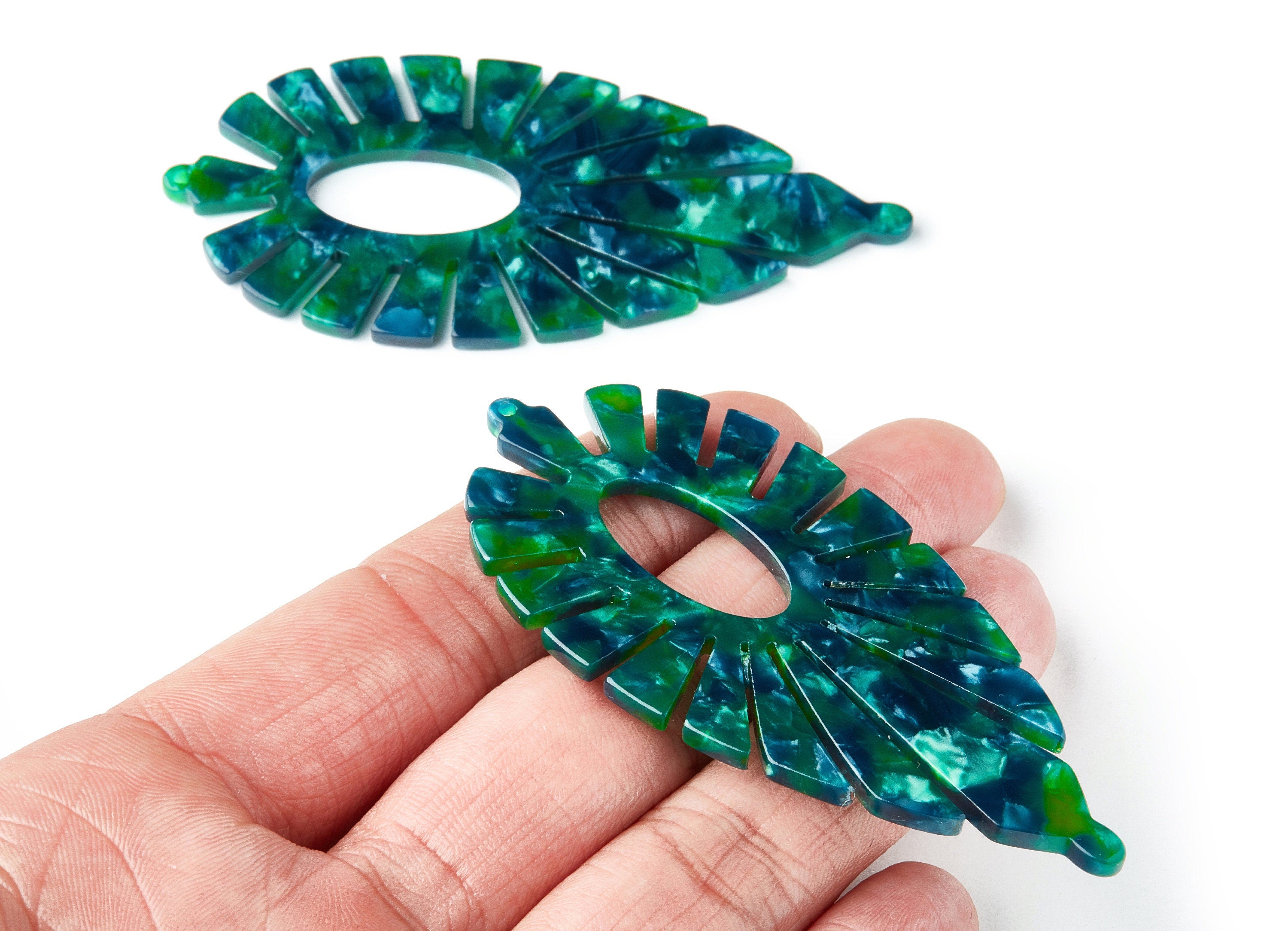 Acetate Leaf Earring Charms - Leaf Shaped Pendant - Earring Findings - Jewelry Supplies - Color Code: A13- 77.42x37.25x2.61mm - AC1395D - DOMEDBAZAAR
