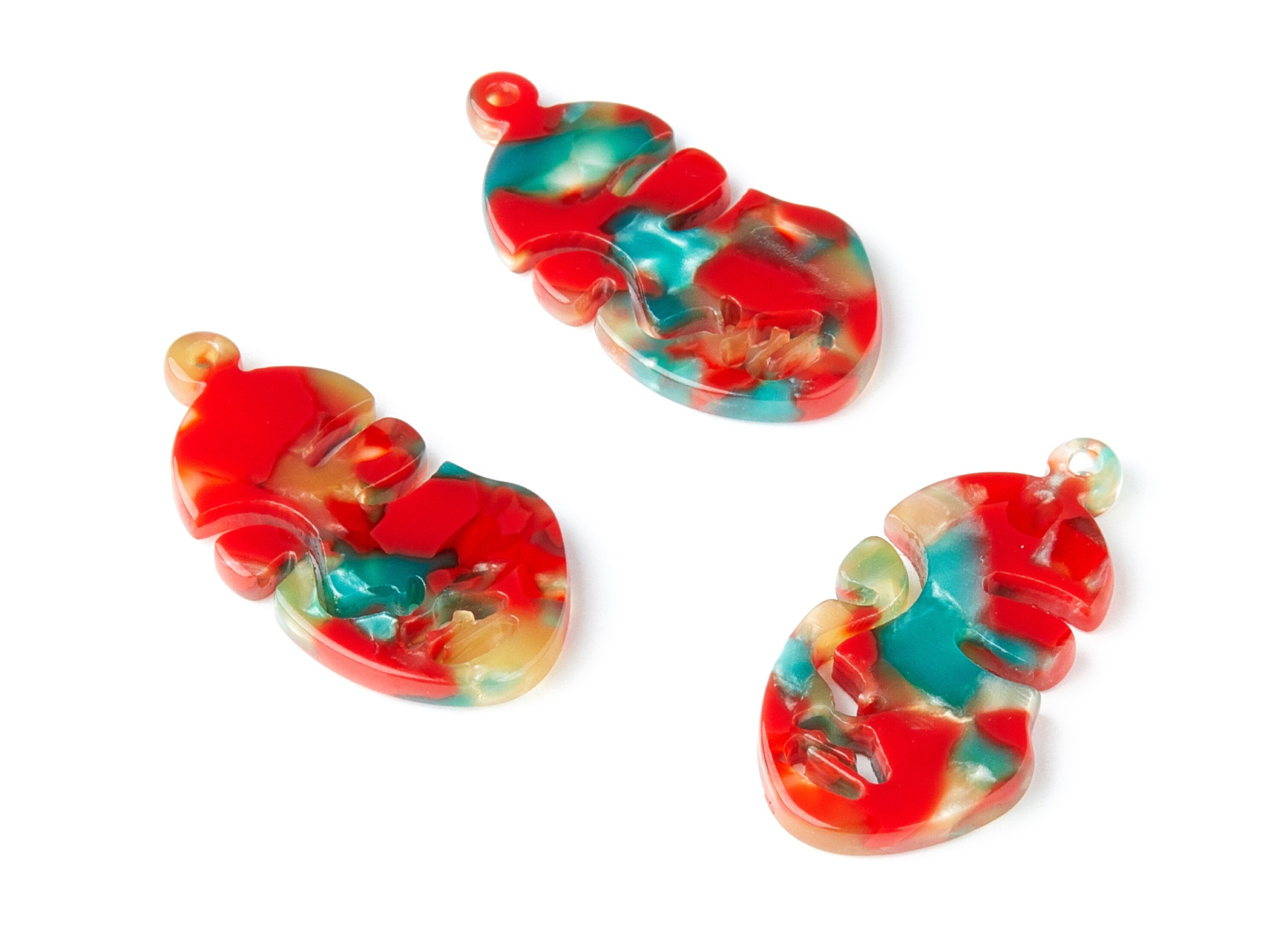 Acetate Acrylic Earring Charm - Tortoise Shell Earrings - Face Shaped Pendant - 1 Hole - Color Code:A46 - 33.56x17.33x2.94mm - AC1369A - DOMEDBAZAAR