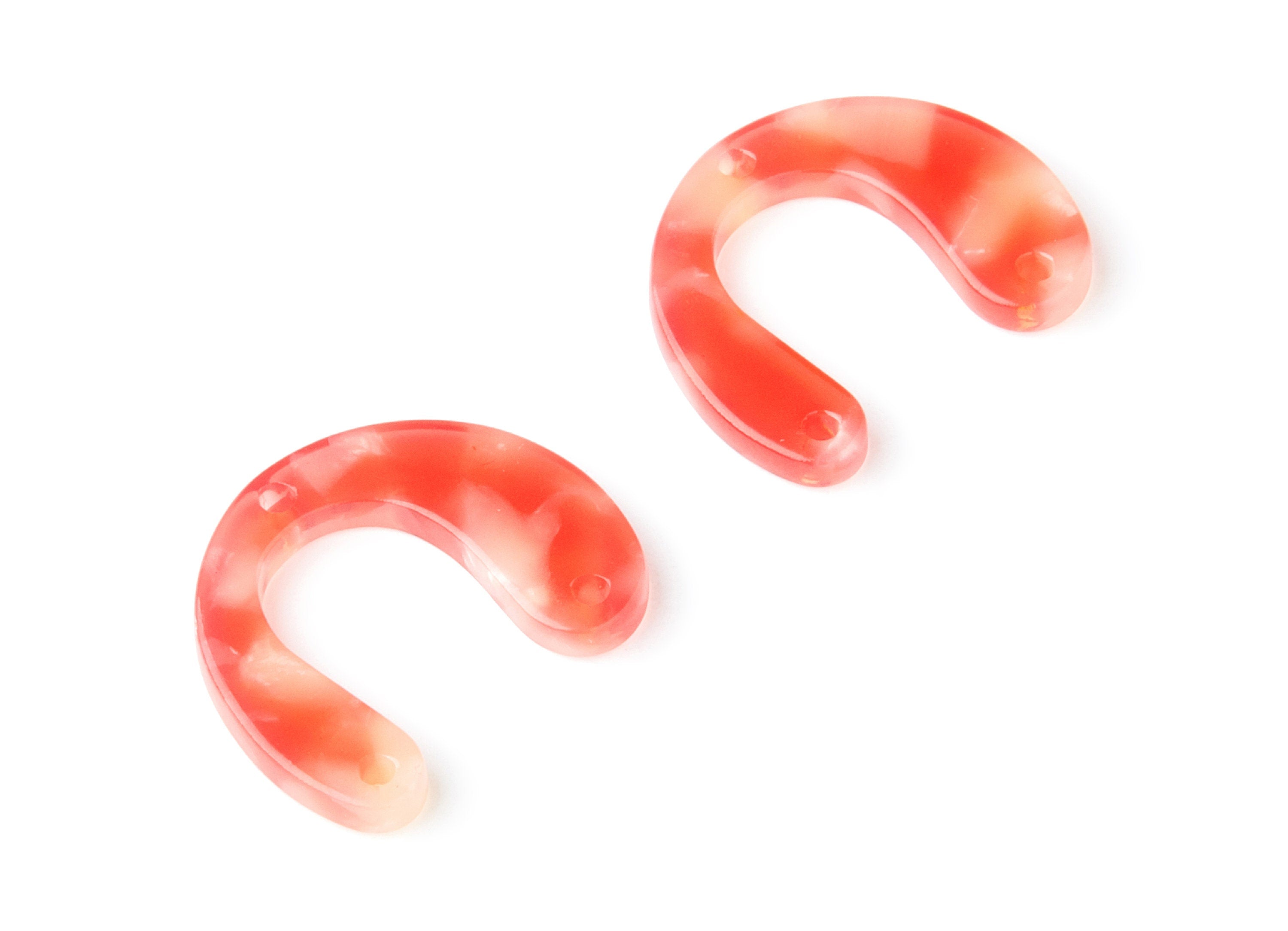 Acetate U Earring Charms - U Pendant With 3 Holes - Earring Findings - Jewelry Supplies - Color Code: A34 - 24.2x20.8x2.84mm - AC1379C - DOMEDBAZAAR