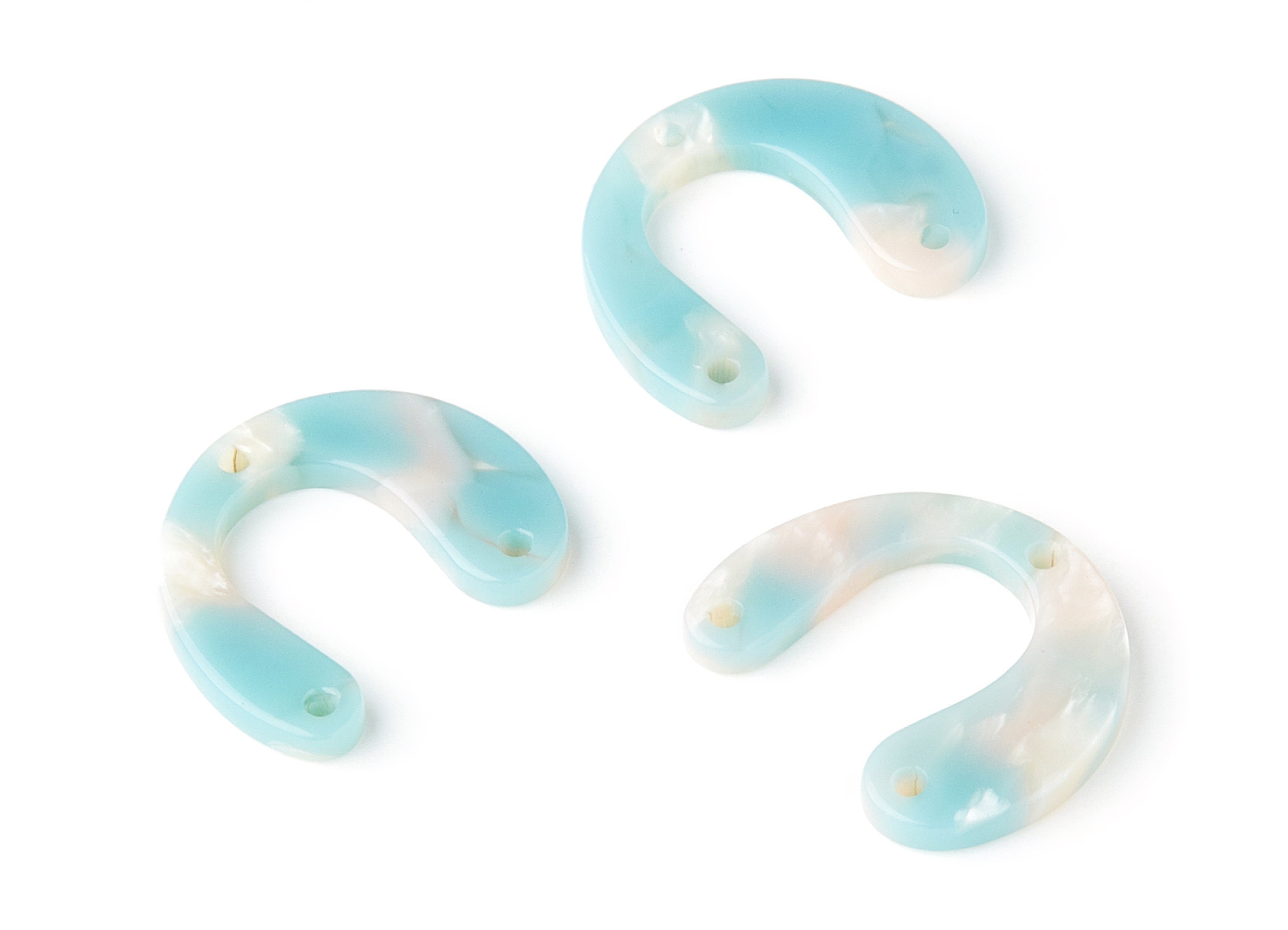 Acetate U Earring Charms - U Shaped Pendant - 3 Holes - Earring Findings - Jewelry Supplies - Color Code: A36 - 24.2x20.8x2.84mm - AC1379D - DOMEDBAZAAR