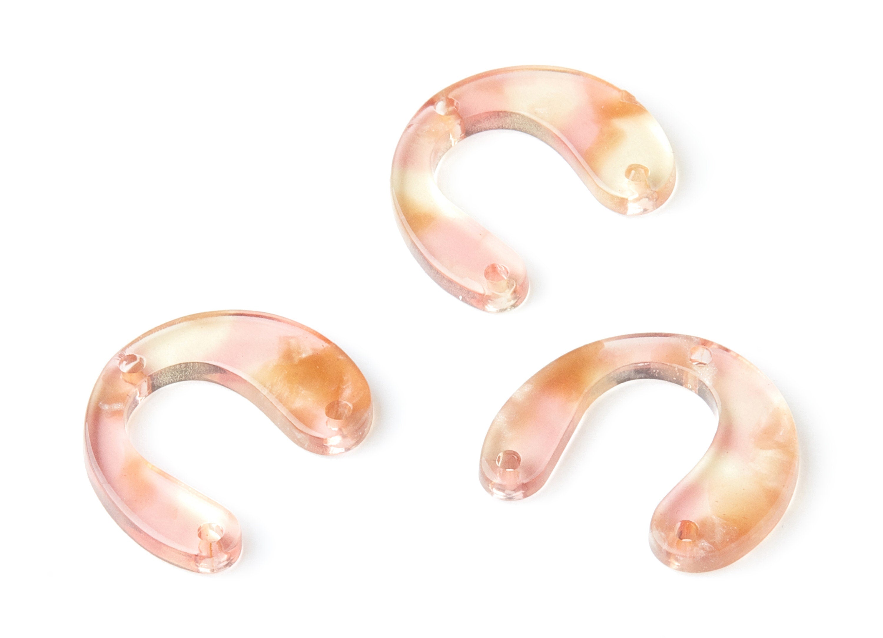 Acetate U Earring Charms - U Shaped Pendant - 3 Holes - Earring Findings - Jewelry Supplies - Color Code: A45 - 24.2x20.8x2.84mm - AC1379E - DOMEDBAZAAR