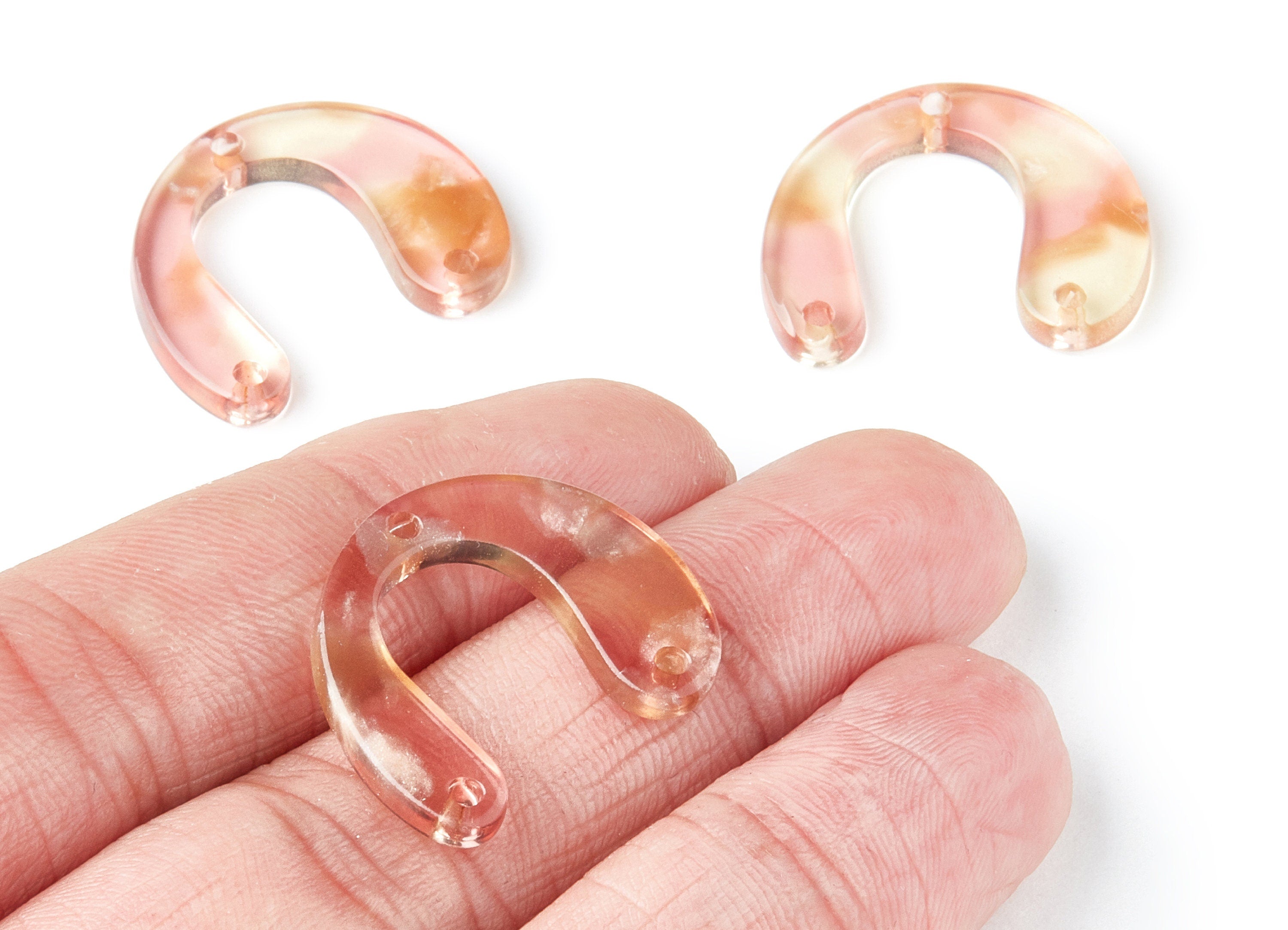 Acetate U Earring Charms - U Shaped Pendant - 3 Holes - Earring Findings - Jewelry Supplies - Color Code: A45 - 24.2x20.8x2.84mm - AC1379E - DOMEDBAZAAR