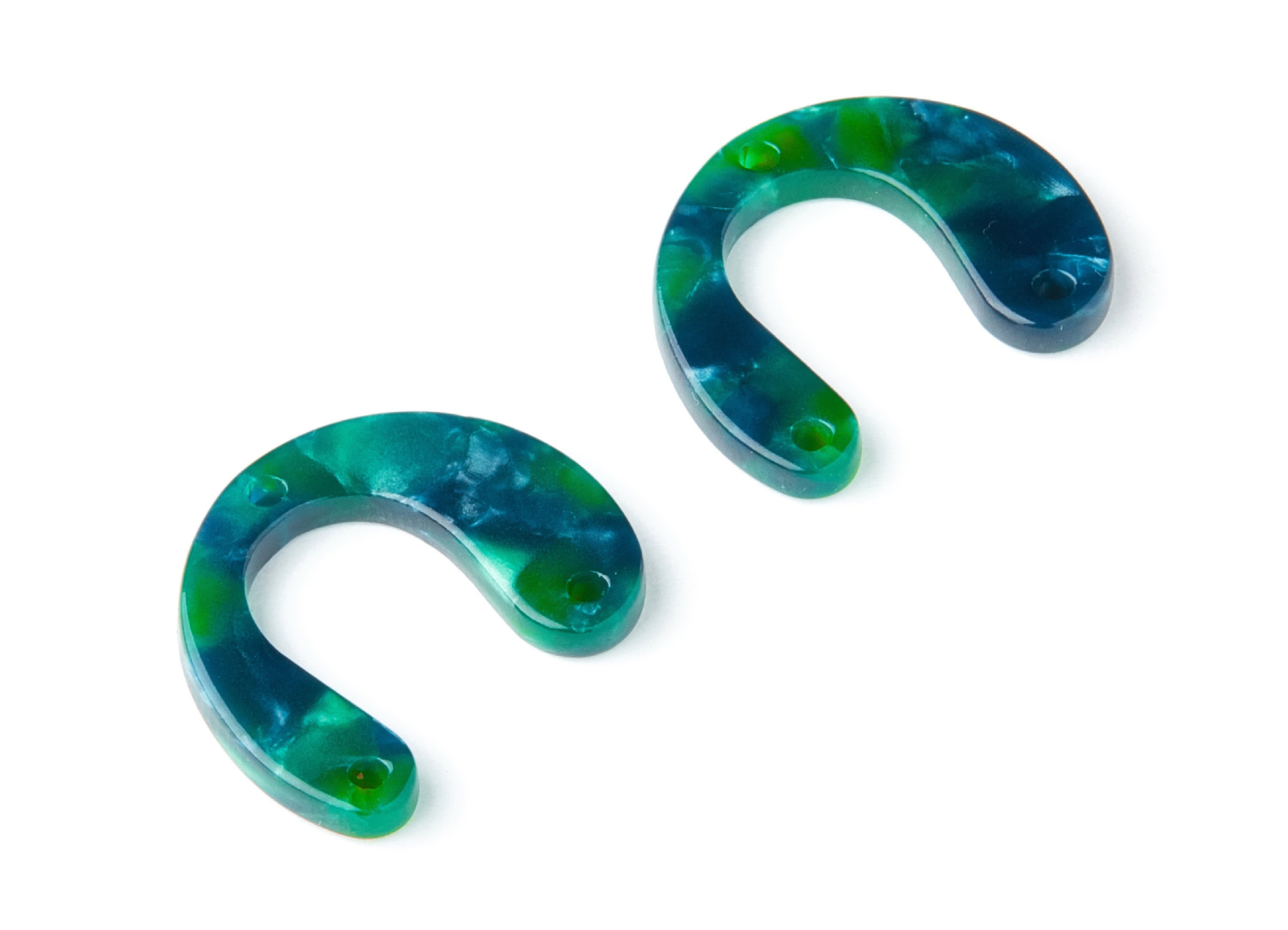 Acetate U Earring Charms - U Pendant With 3 Holes - Earring Findings - Jewelry Supplies - Color Code: A13 - 24.2x20.8x2.84mm - AC1379F - DOMEDBAZAAR