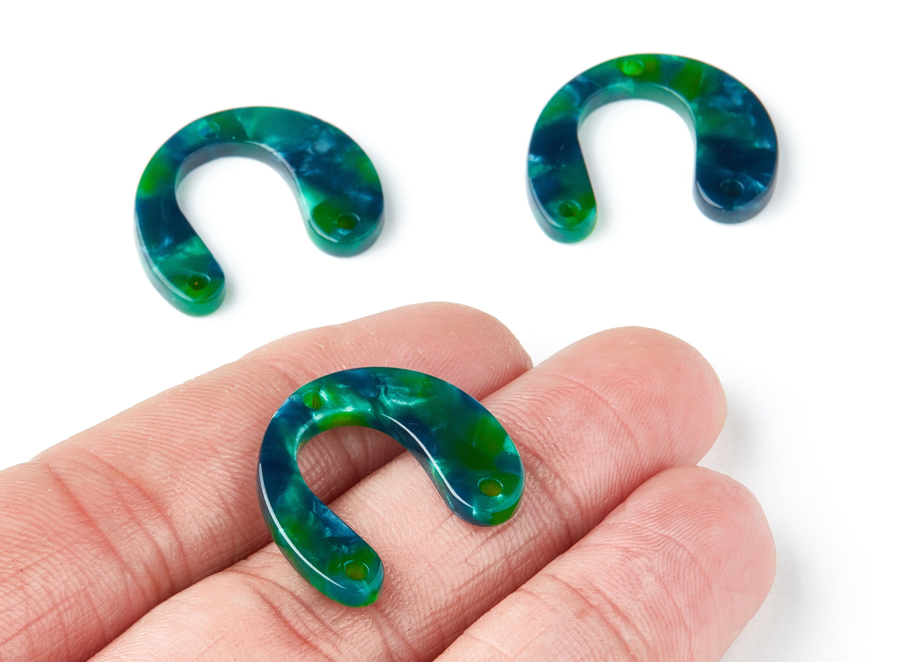 Acetate U Earring Charms - U Pendant With 3 Holes - Earring Findings - Jewelry Supplies - Color Code: A13 - 24.2x20.8x2.84mm - AC1379F - DOMEDBAZAAR