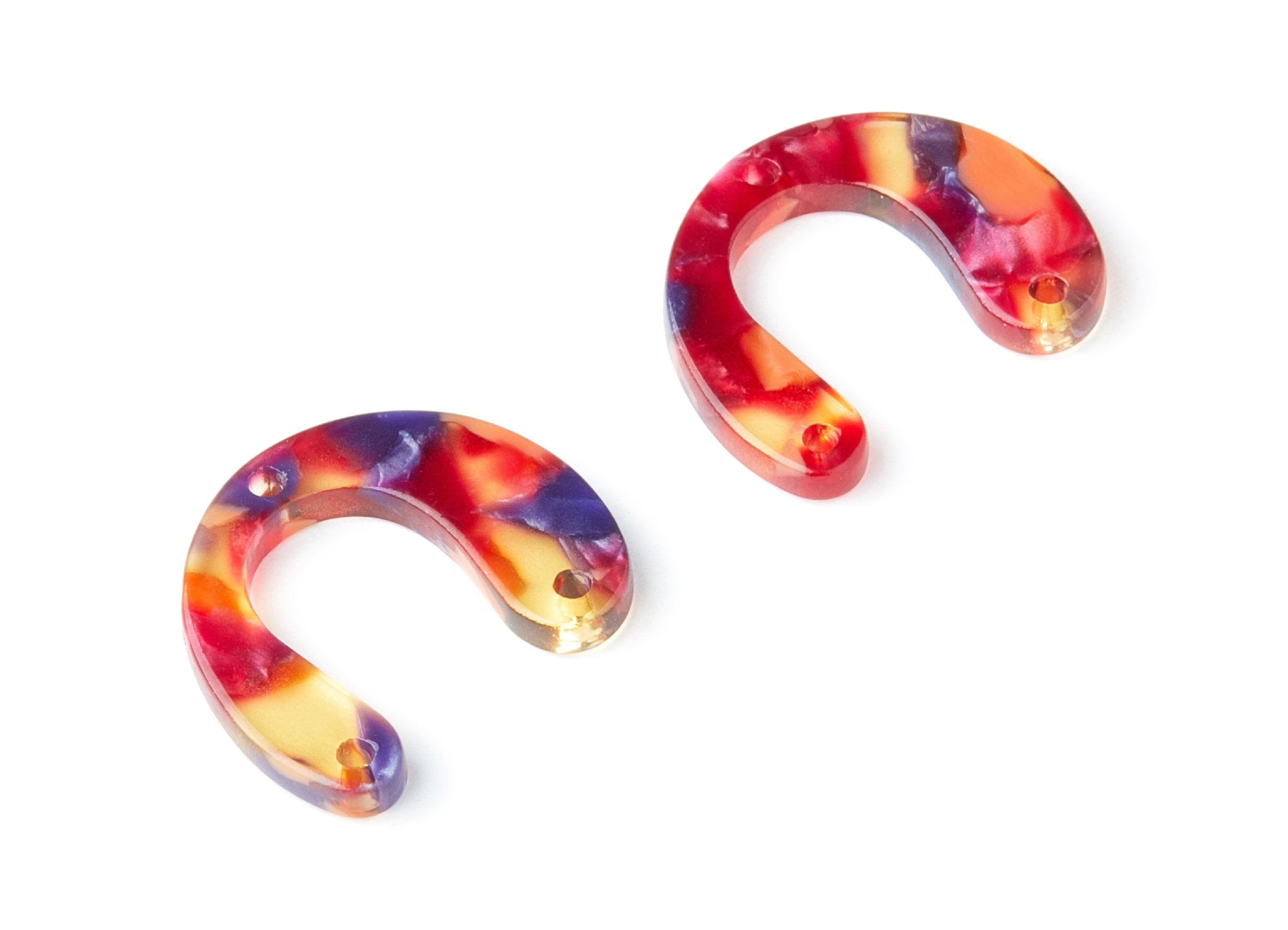 Acetate U Earring Charms - U Pendant With 3 Holes - Earring Findings - Jewelry Supplies - Color Code: A44 - 24.2x20.8x2.84mm - AC1379N - DOMEDBAZAAR