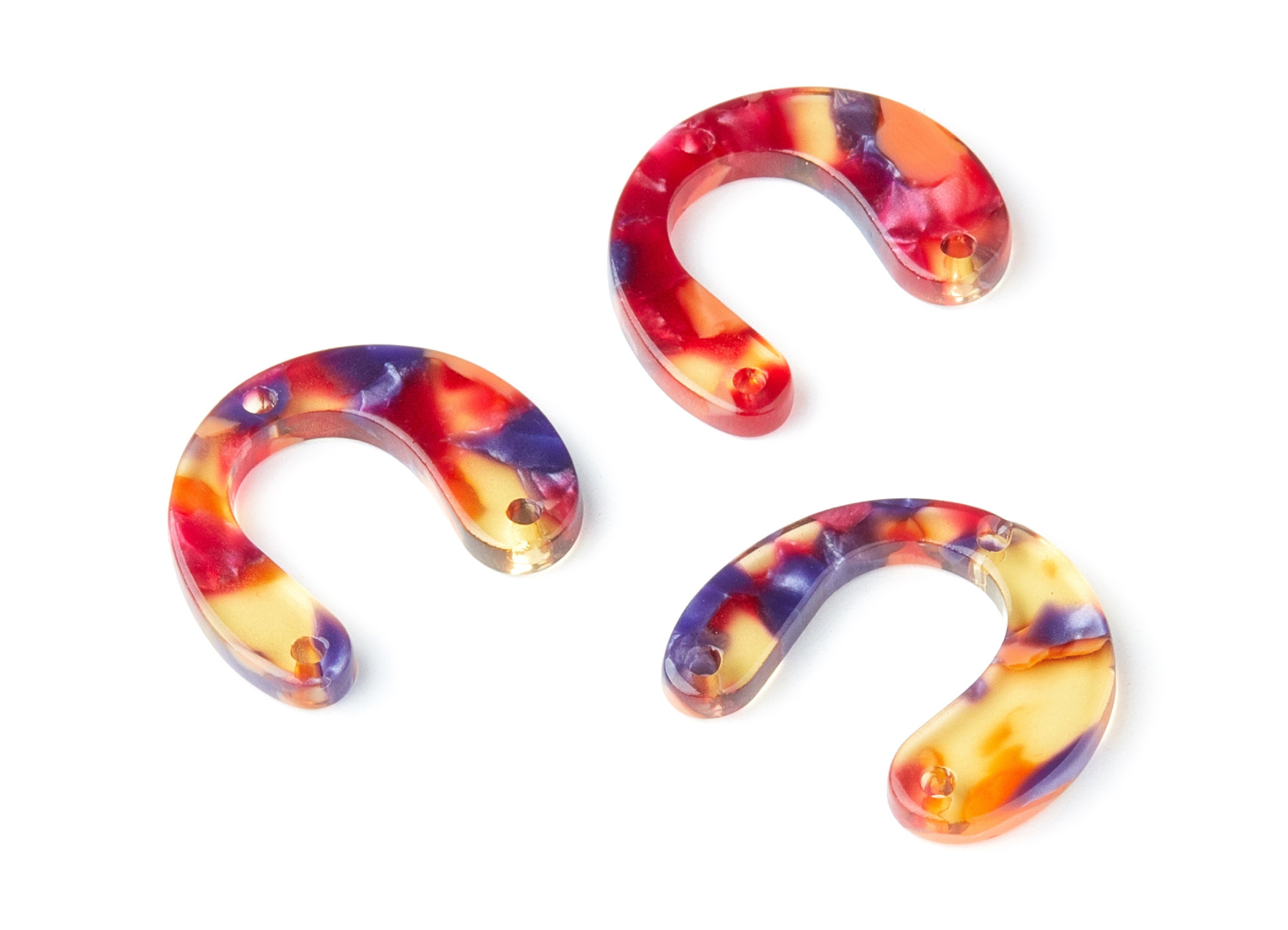 Acetate U Earring Charms - U Pendant With 3 Holes - Earring Findings - Jewelry Supplies - Color Code: A44 - 24.2x20.8x2.84mm - AC1379N - DOMEDBAZAAR