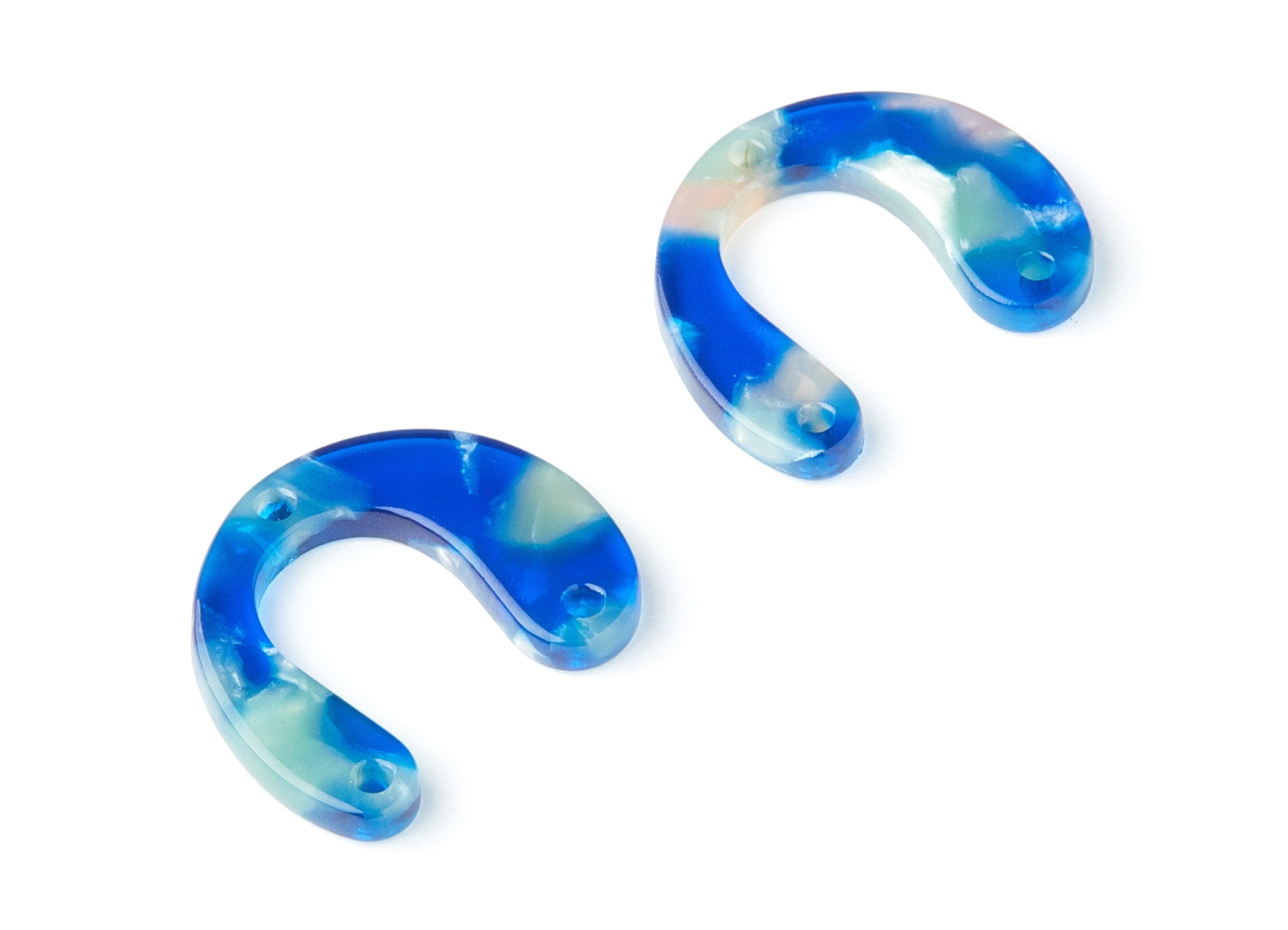 Acetate U Earring Charms - U Shaped Pendant With 3 Holes - Earring Findings - Jewelry Supplies - Color Code: A37 - 24x20.8x2.84mm - AC1379P - DOMEDBAZAAR