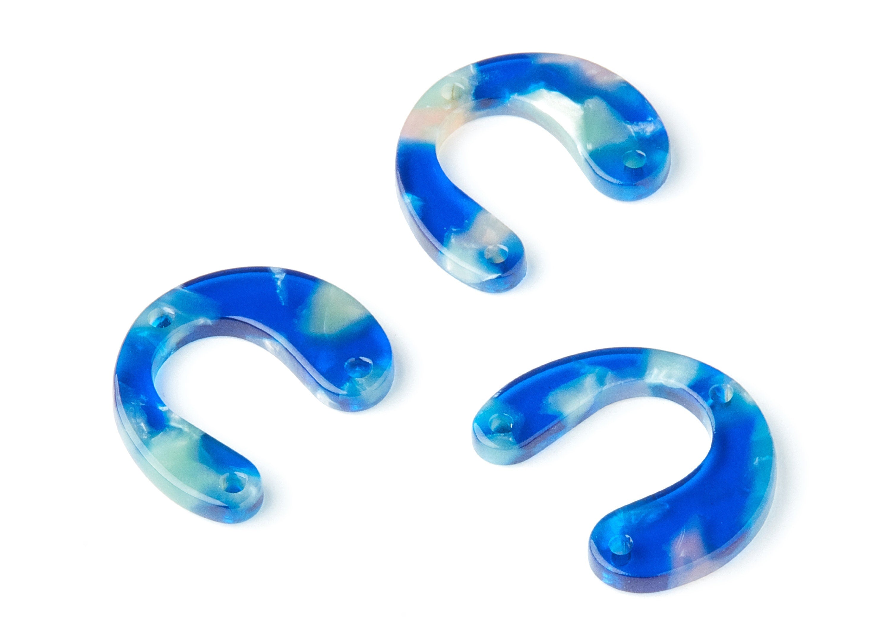 Acetate U Earring Charms - U Shaped Pendant With 3 Holes - Earring Findings - Jewelry Supplies - Color Code: A37 - 24x20.8x2.84mm - AC1379P - DOMEDBAZAAR