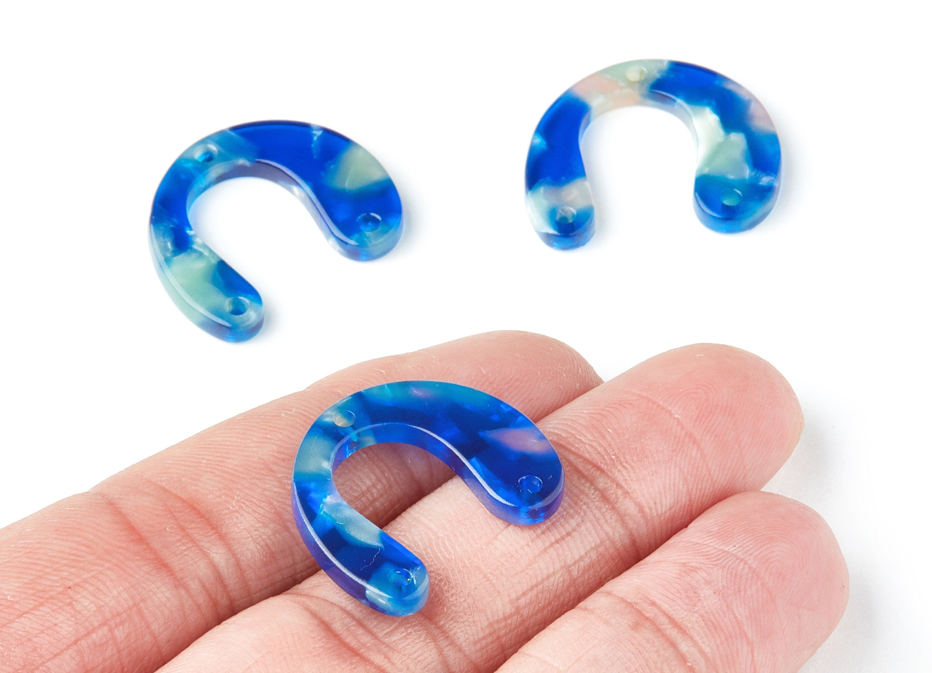 Acetate U Earring Charms - U Shaped Pendant With 3 Holes - Earring Findings - Jewelry Supplies - Color Code: A37 - 24x20.8x2.84mm - AC1379P - DOMEDBAZAAR