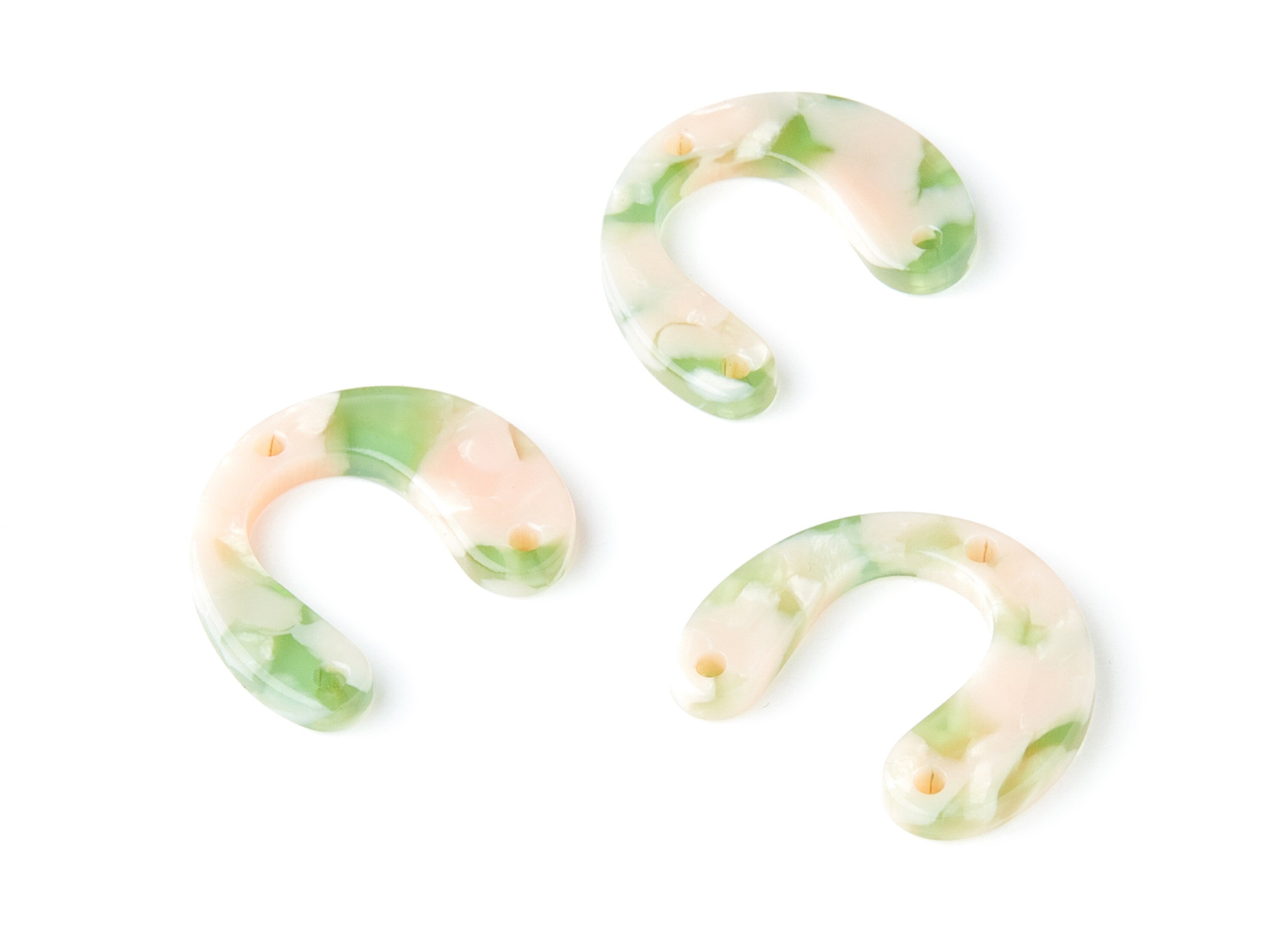 Acetate U Earring Charms - U Shaped Pendant - 3 Holes - Earring Findings - Jewelry Supplies - Color Code: A38 - 24.2x20.8x2.84mm - AC1379S - DOMEDBAZAAR