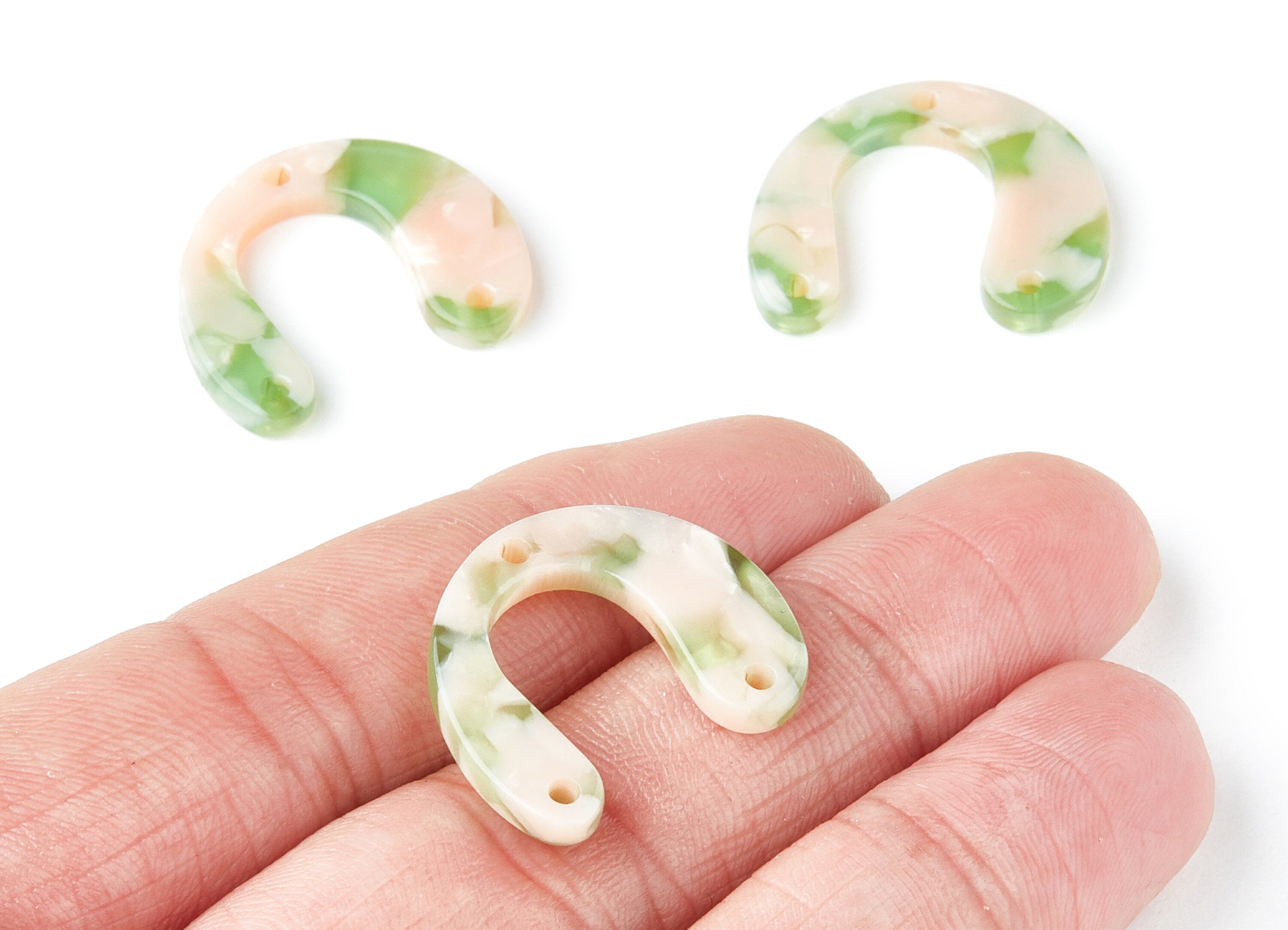 Acetate U Earring Charms - U Shaped Pendant - 3 Holes - Earring Findings - Jewelry Supplies - Color Code: A38 - 24.2x20.8x2.84mm - AC1379S - DOMEDBAZAAR