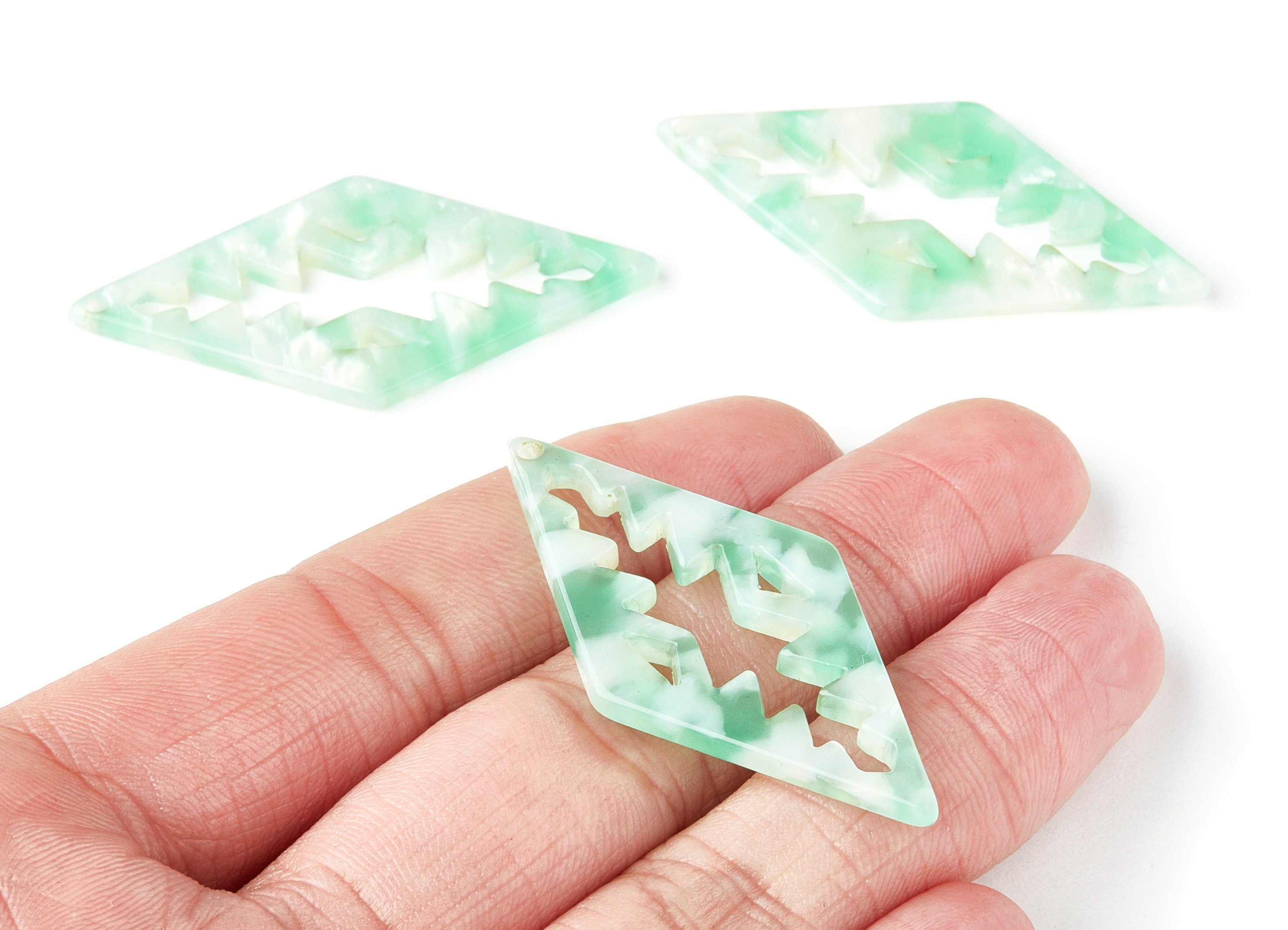 Acetate Rhombus Earring Charms - Rhombus Shaped Pendant - Earring Findings - Jewelry Supplies - Color Code: A35 - 50.3x24.5x2.78mm - AC1373A - DOMEDBAZAAR