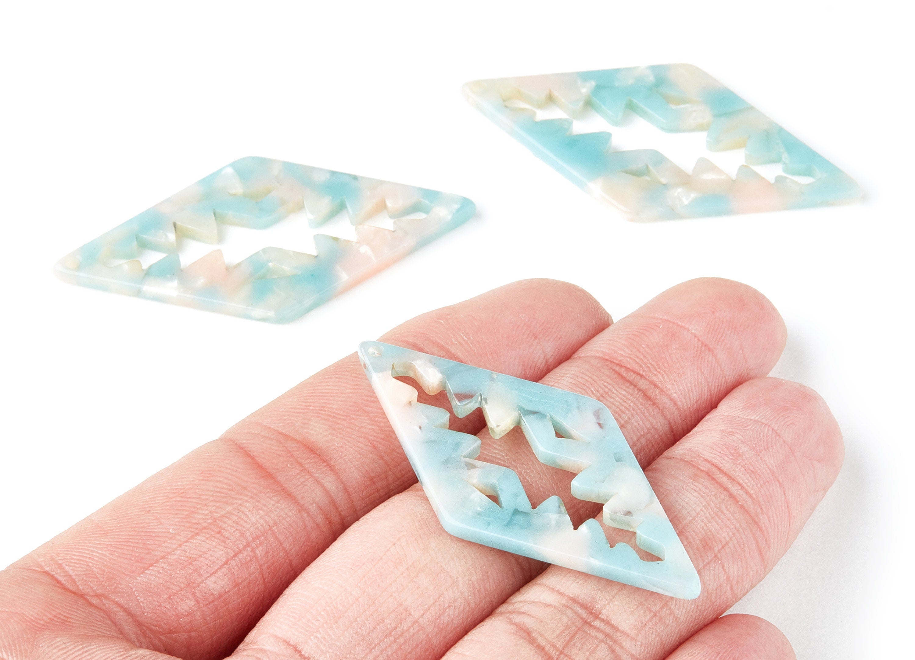 Acetate Rhombus Earring Charms - Rhombus Pendant - Earring Findings - Jewelry Supplies - Color Code: A36 - 50.3x24.5x2.78mm - AC1373C - DOMEDBAZAAR