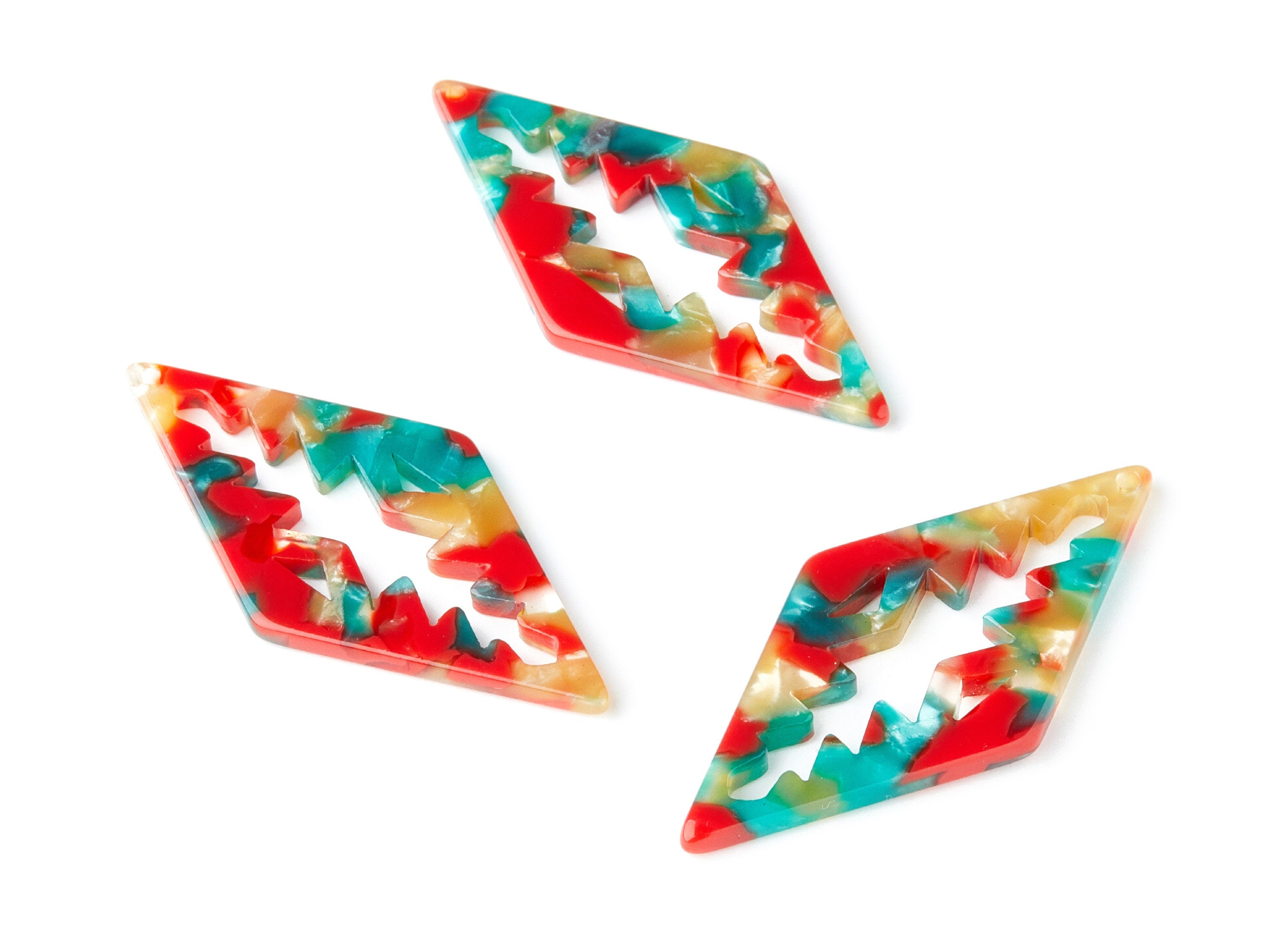 Acetate Rhombus Earring Charms - Rhombus Pendant - Earring Findings - Jewelry Supplies - Color Code: A46 - 50.3x24.5x2.78mm - AC1373F - DOMEDBAZAAR