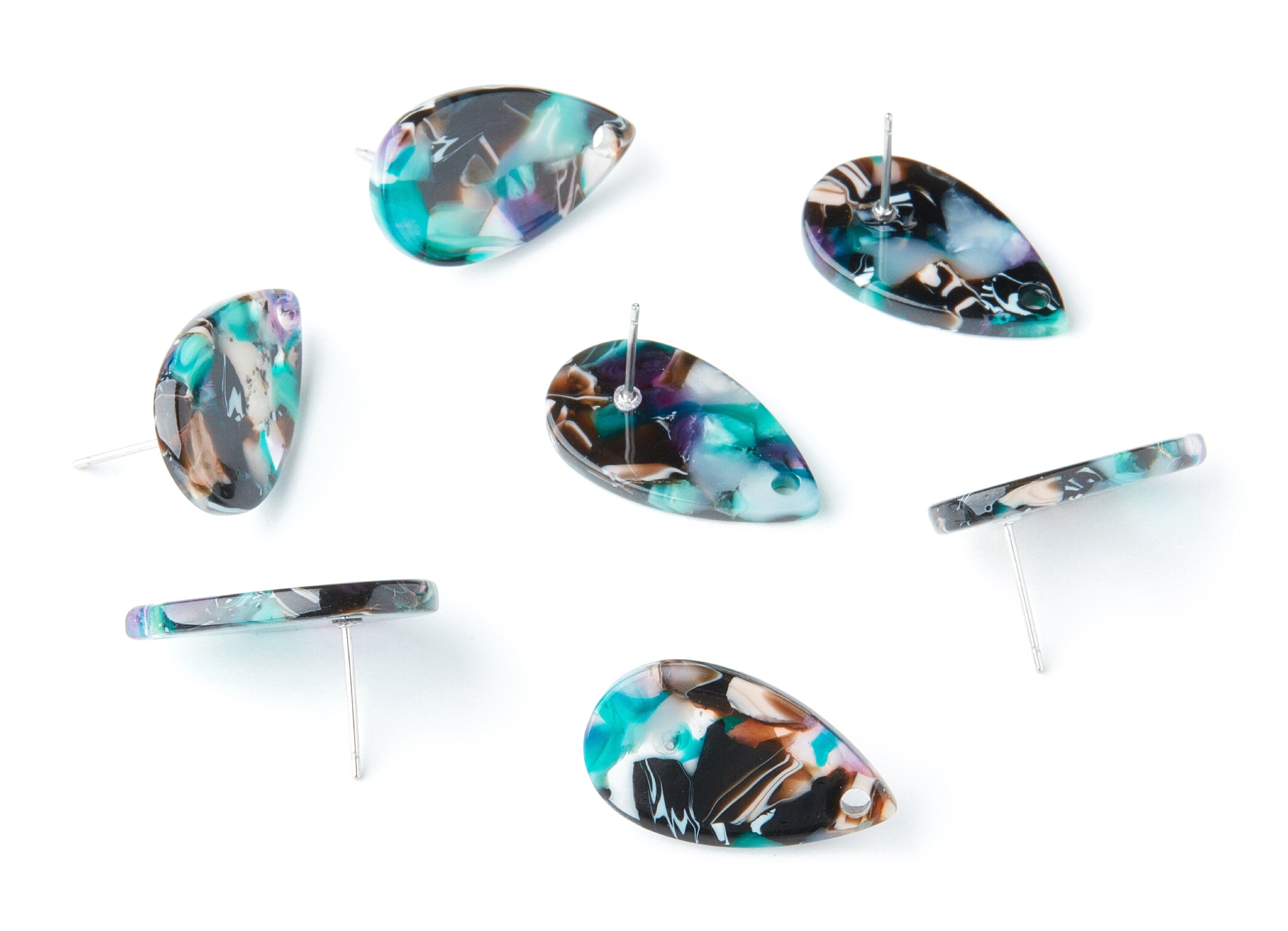 Acetate Acrylic Earring Drop Post - Drop Shaped Stud - Earring Post - Jewelry Supplies - Color Code: A54 - 23.45x13.68x2.44mm - AC1321E - DOMEDBAZAAR
