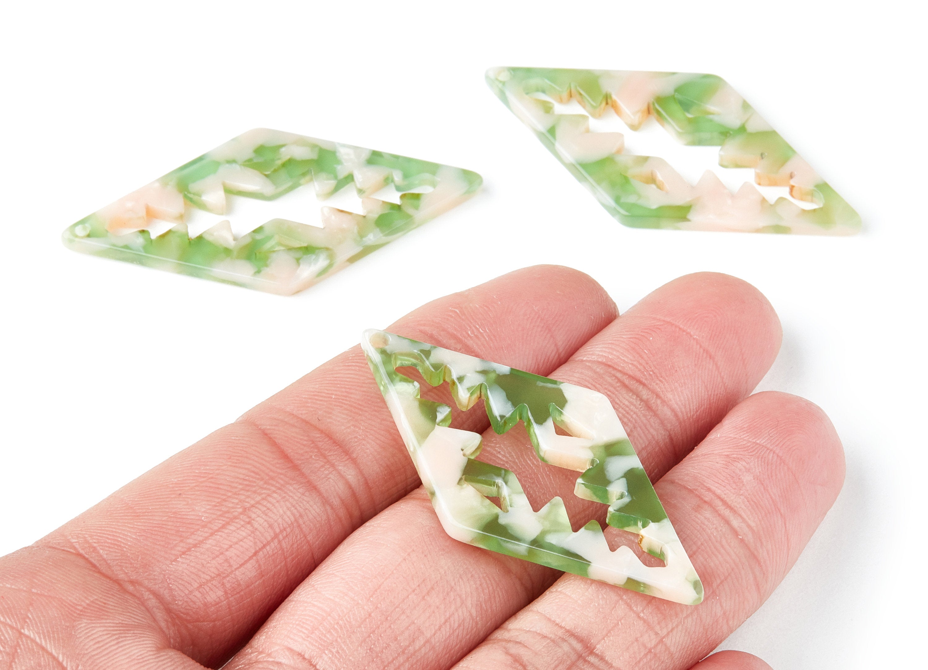 Acetate Rhombus Earring Charms - Rhombus Shaped Pendant - Earring Findings - Jewelry Supplies - Color Code: A38 - 50.3x24.5x2.78mm - AC1373H - DOMEDBAZAAR