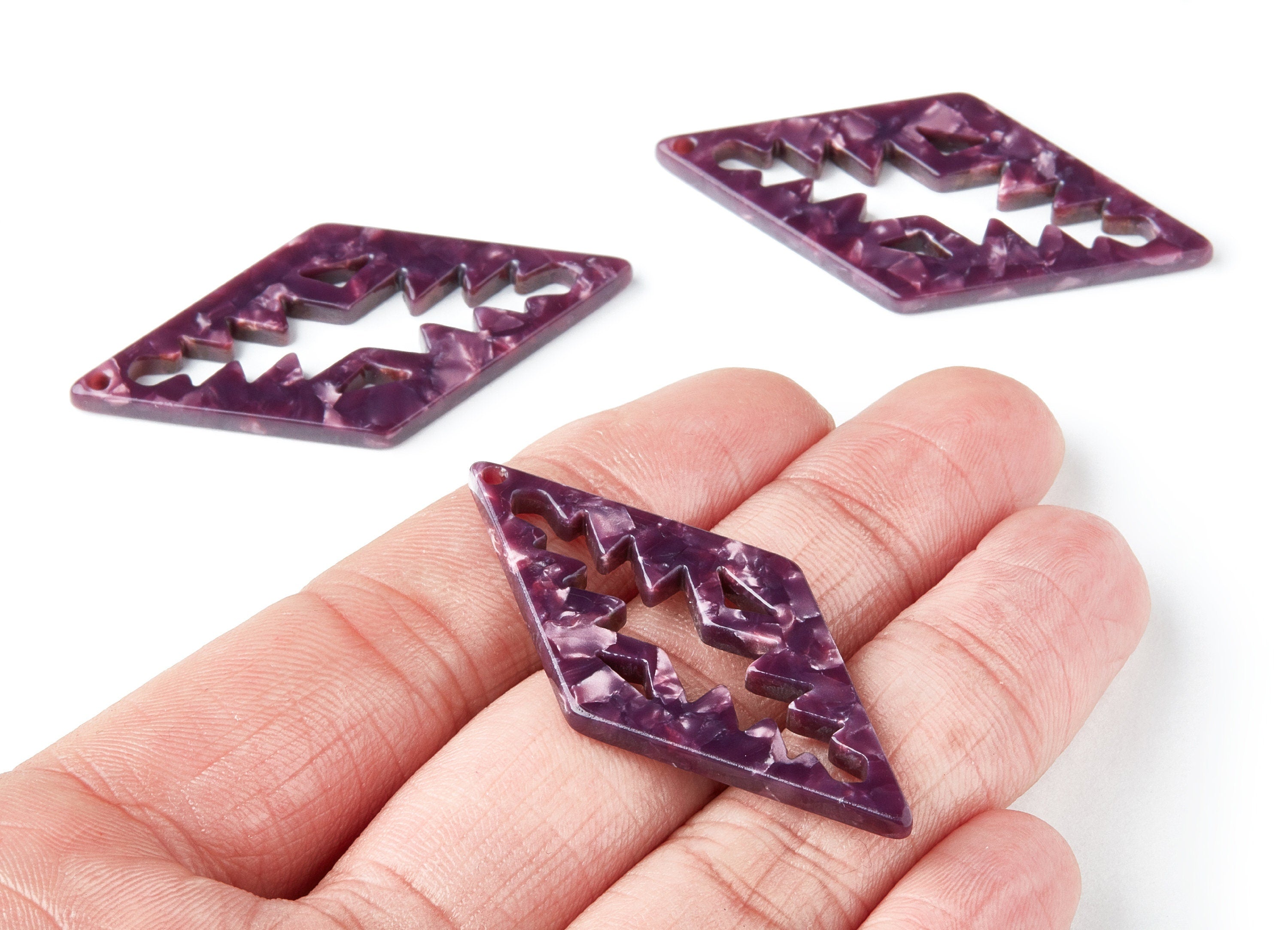 Acetate Rhombus Earring Charm - Acrylic Rhombus Pendant - Earring Findings - Jewelry Supplies - Color Code: A41 - 50.3x24.5x2.78mm - AC1373K - DOMEDBAZAAR