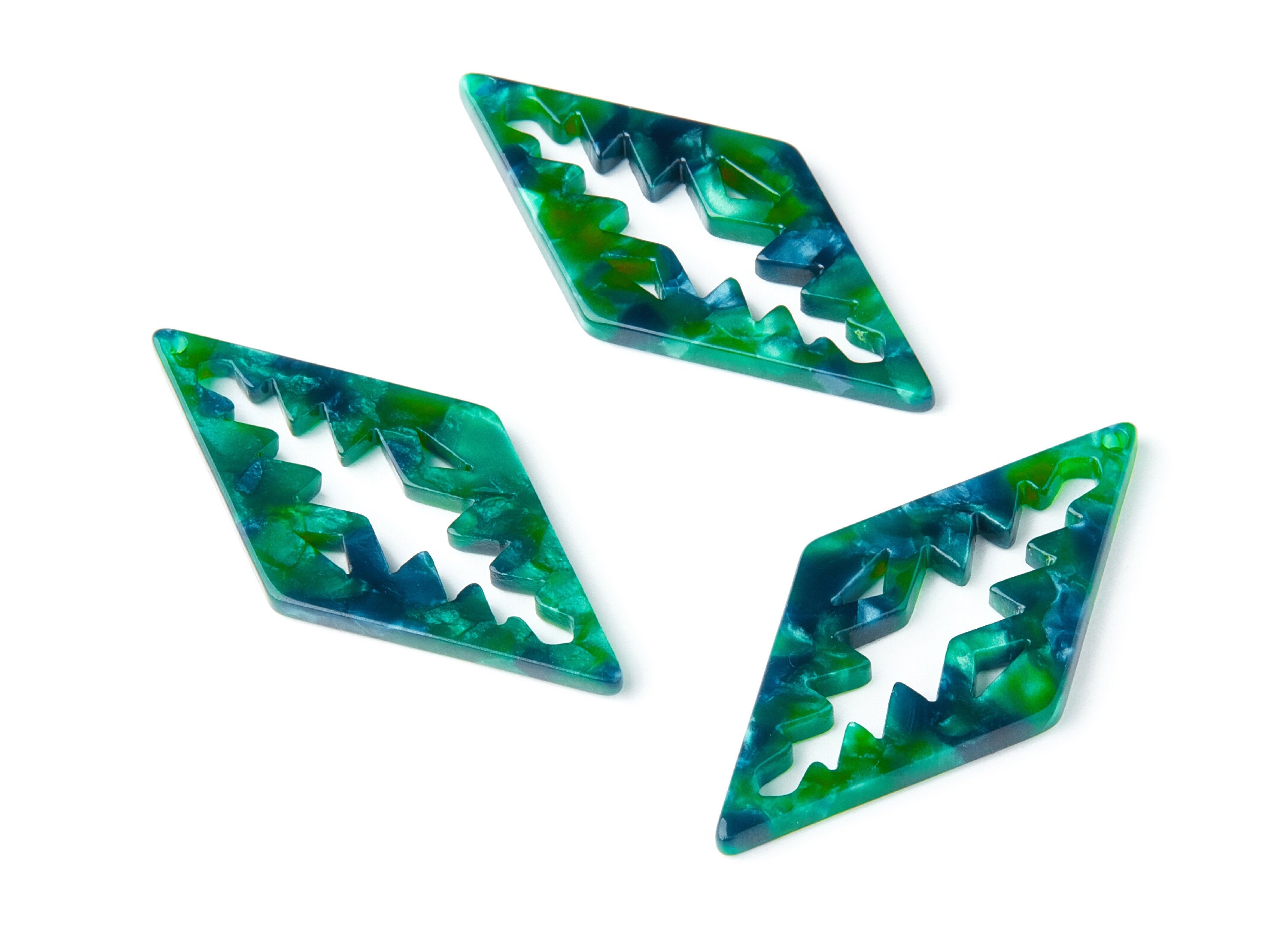 Acetate Rhombus Earring Charms - Rhombus Shaped Pendant - Earring Findings - Jewelry Supplies - Color Code: A13 - 50.3x24.5x2.78mm - AC1373L - DOMEDBAZAAR