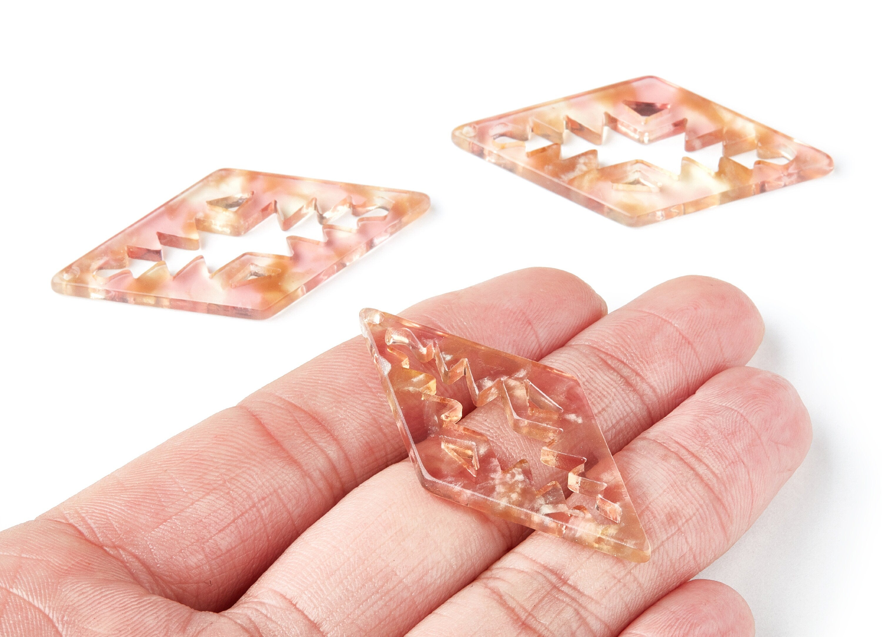 Acetate Rhombus Earring Charms - Rhombus Shaped Pendant - Earring Findings - Jewelry Supplies - Color Code: A45 - 50.3x24.5x2.78mm - AC1373R - DOMEDBAZAAR