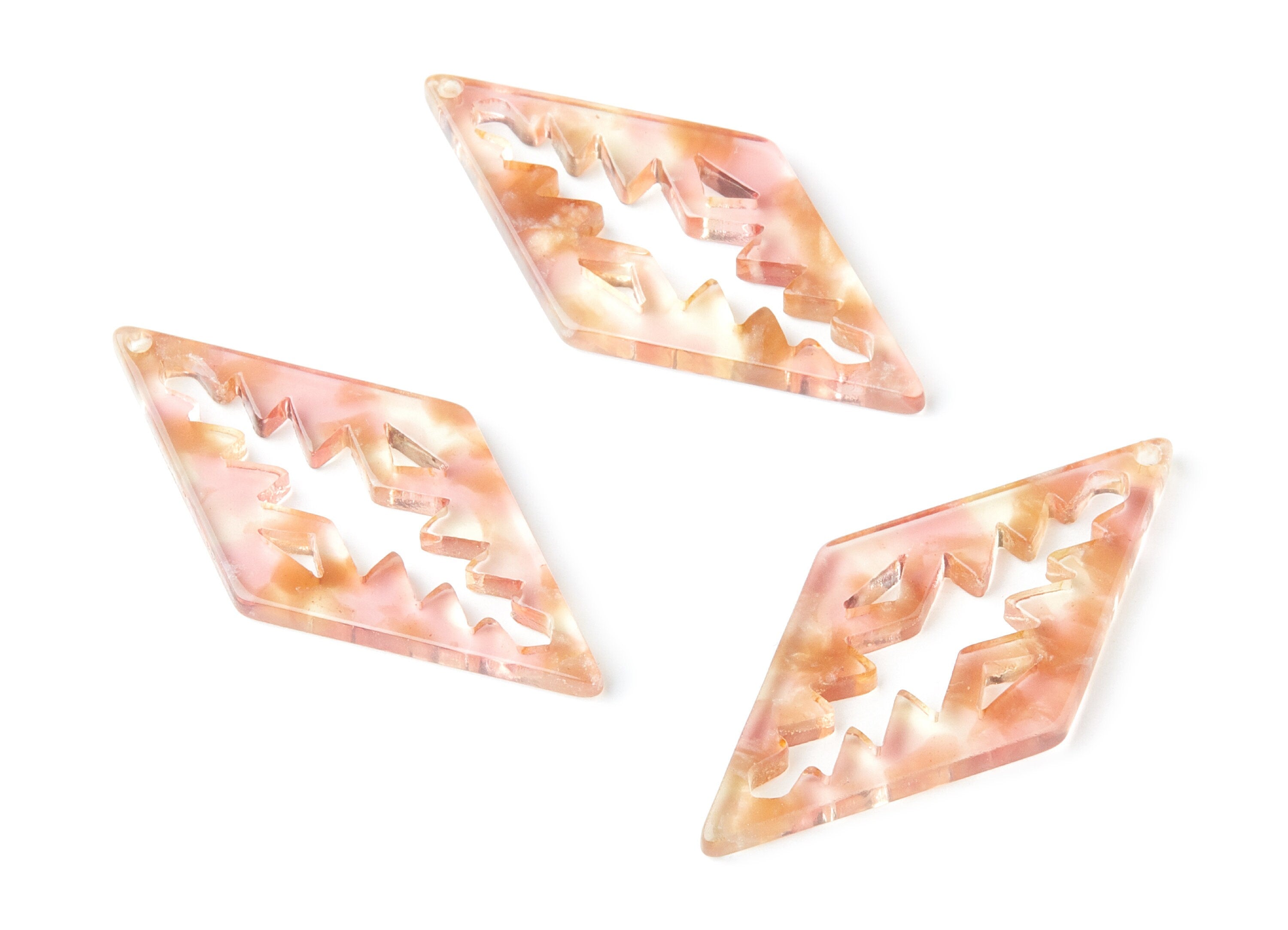 Acetate Rhombus Earring Charms - Rhombus Shaped Pendant - Earring Findings - Jewelry Supplies - Color Code: A45 - 50.3x24.5x2.78mm - AC1373R - DOMEDBAZAAR