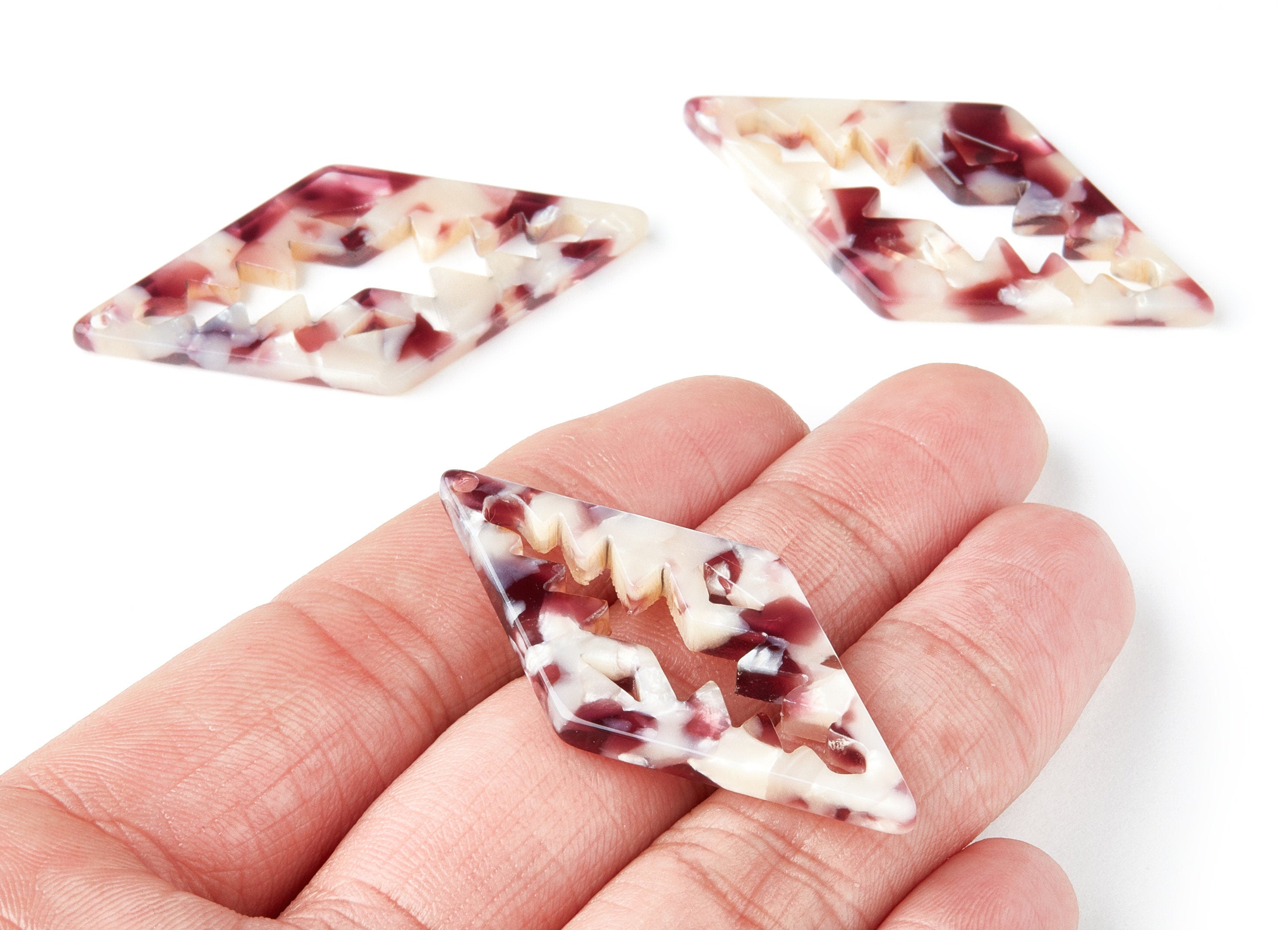 Acetate Rhombus Earring Charms - Rhombus Pendant - Earring Findings - Jewelry Supplies - Color Code: A42 - 50.3x24.5x2.78mm - AC1373U - DOMEDBAZAAR