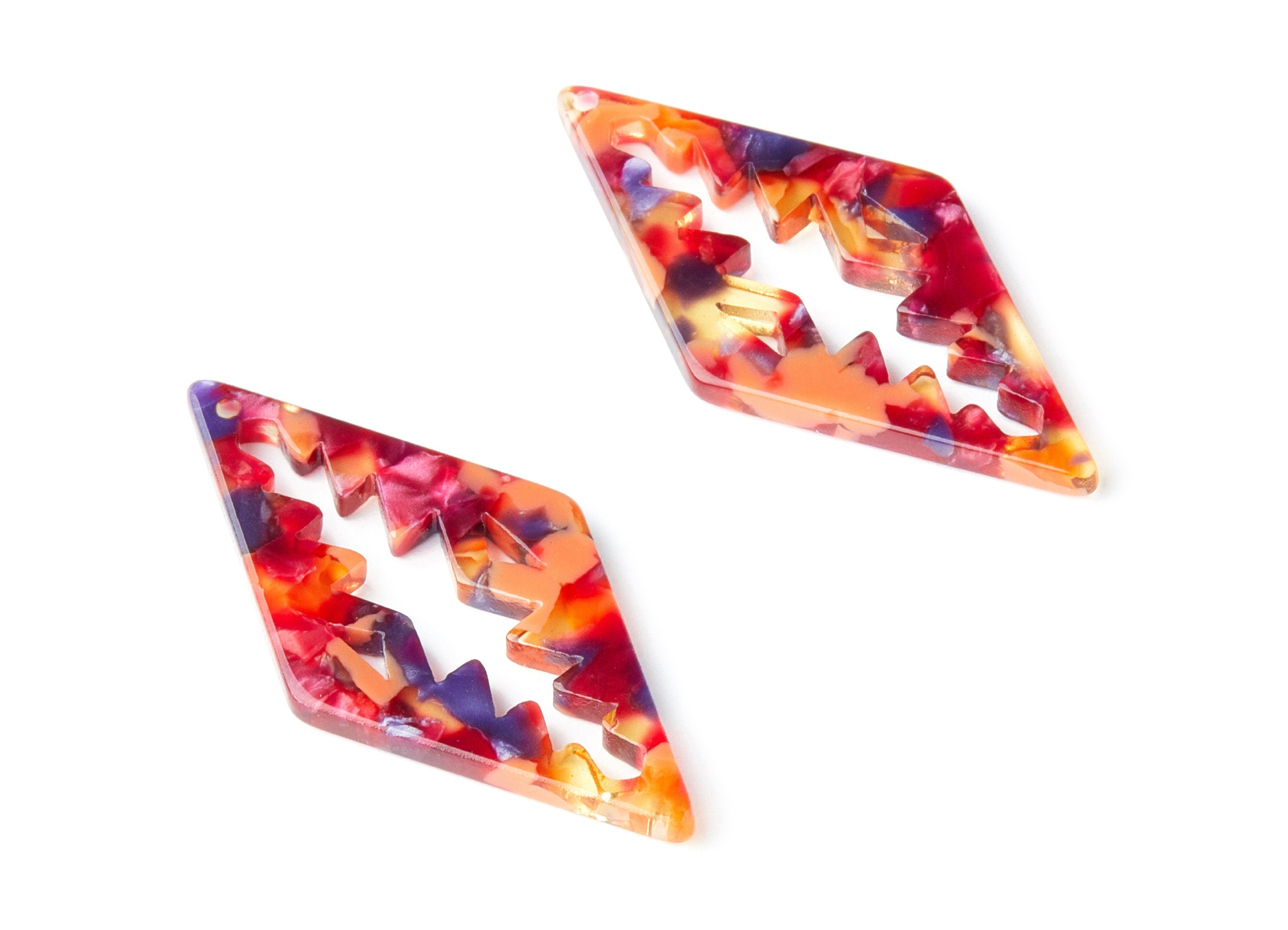 Acetate Rhombus Earring Charms - Rhombus Shaped Pendant - Earring Findings - Jewelry Supplies - Color Code: A44 - 50.3x24.5x2.78mm - AC1373V - DOMEDBAZAAR