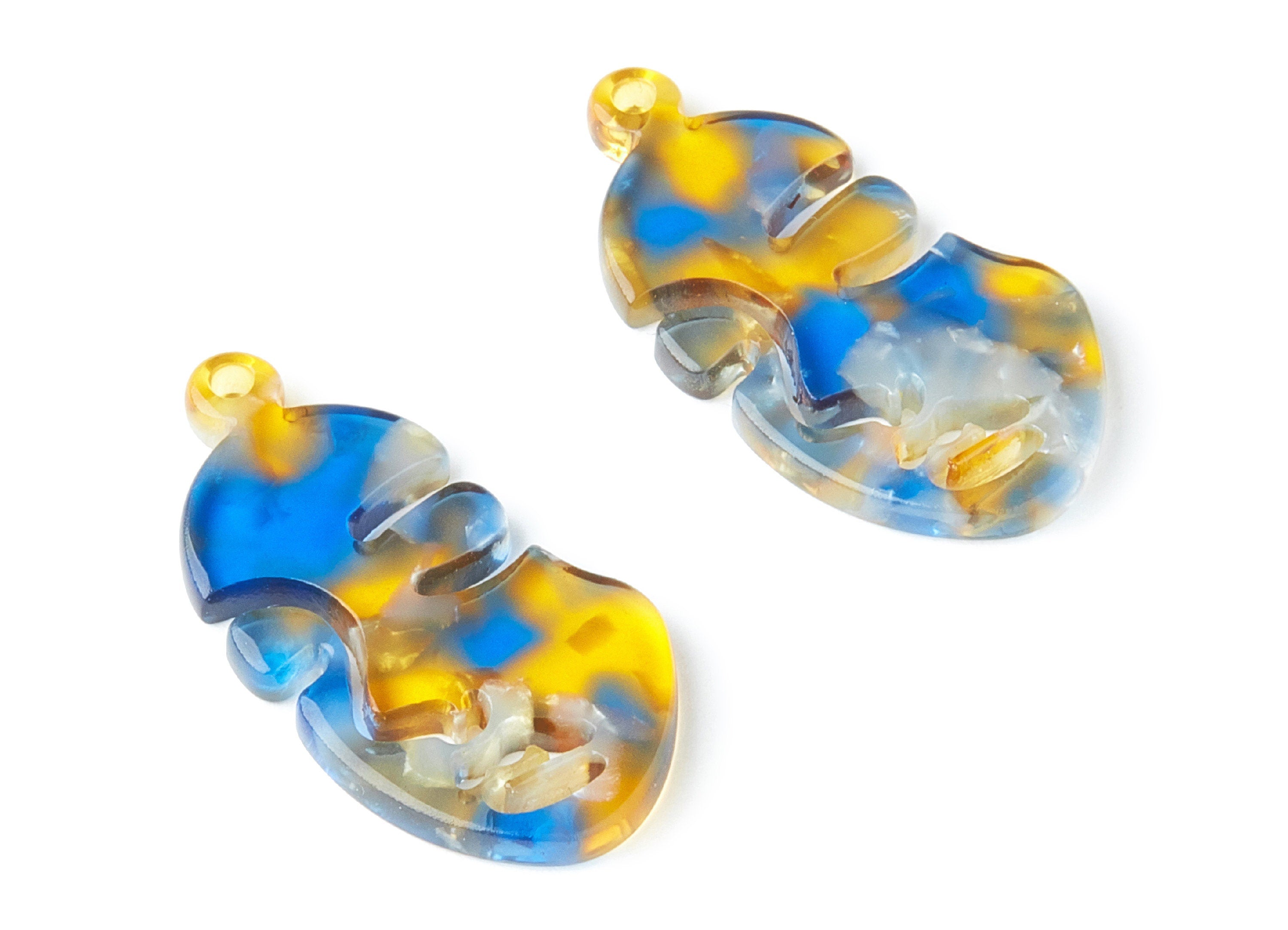 Acetate Face Earring Charms - Face Shaped Pendant - Earring Findings - Jewelry Supplies - Color Code:A40 - 33.56x17.33x2.94mm - AC1369M - DOMEDBAZAAR