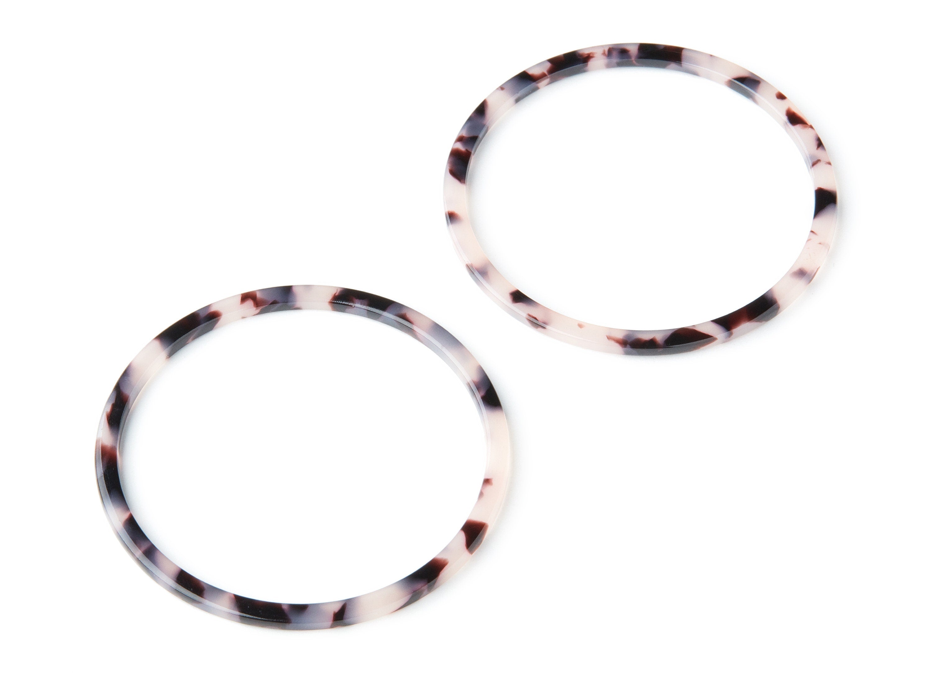 Acetate Hoop Earring Charms - Blonde Tortoise Shell Earrings - Circle Shaped Pendant - Color Code: A06 - 57x57x2.7mm - AC1165S - DOMEDBAZAAR