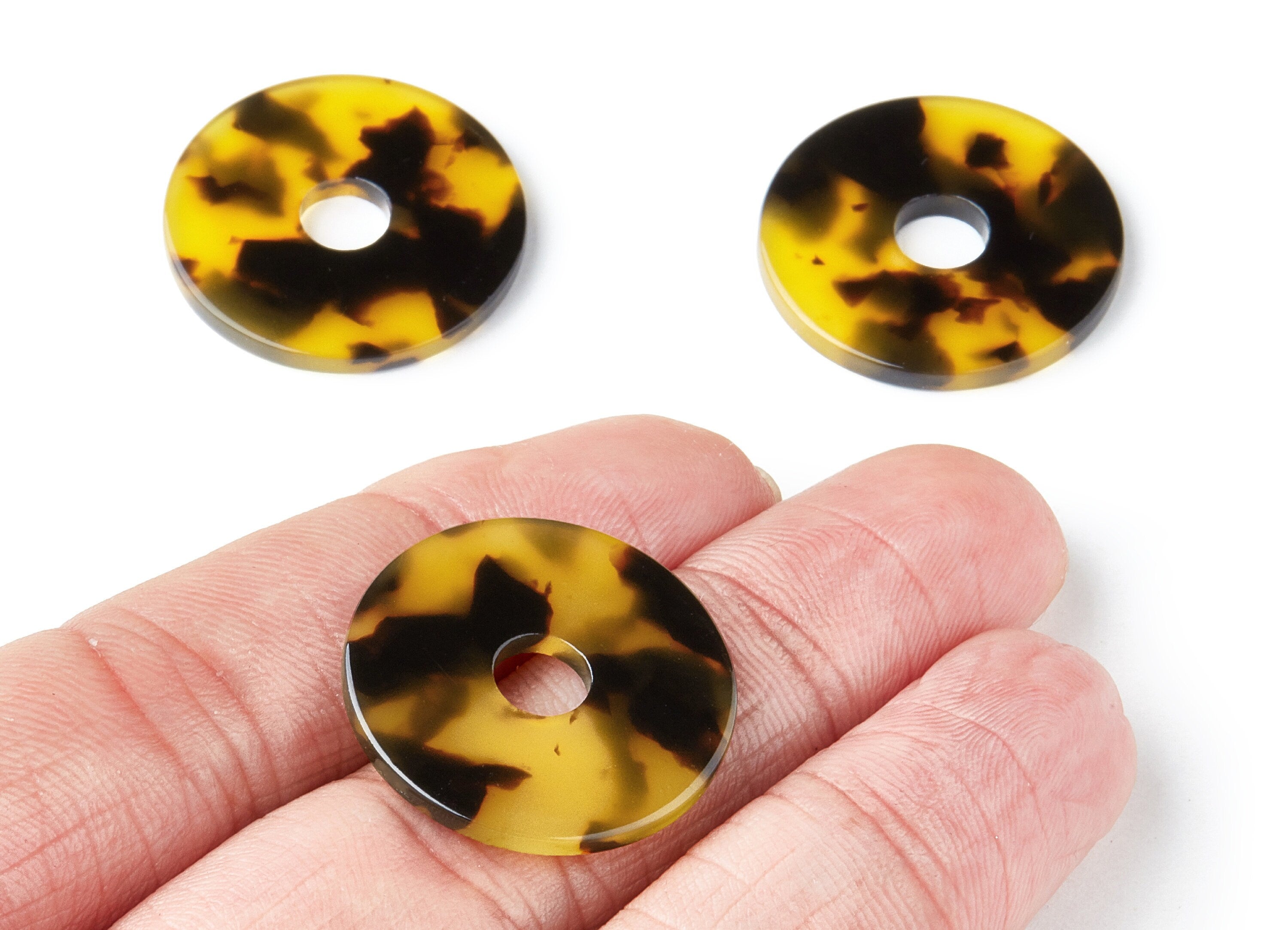 Acetate Coin Charms - Tortoise Shell Earrings - Round Pendant - Jewelry Making Supplies - Color Code: A02 - 24.75x24.75x2.6mm - AC1400H - DOMEDBAZAAR