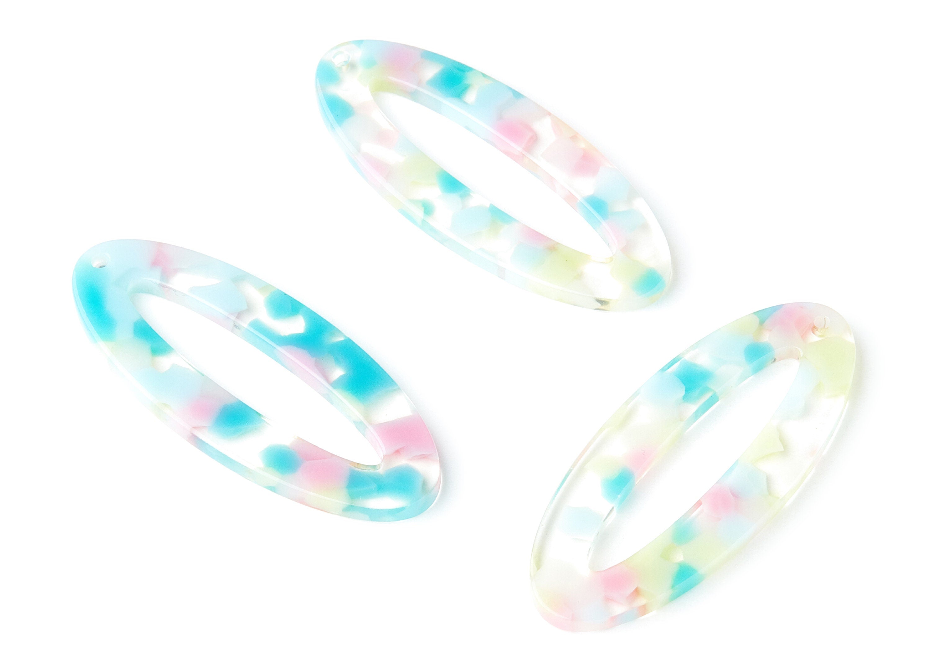 Acetate Oval Earring Charms - Oval Shaped Pendant - Earring Findings - Jewelry Supplies - Color Code: A222 - 49.63x20.7x2.62mm - AC1398A - DOMEDBAZAAR