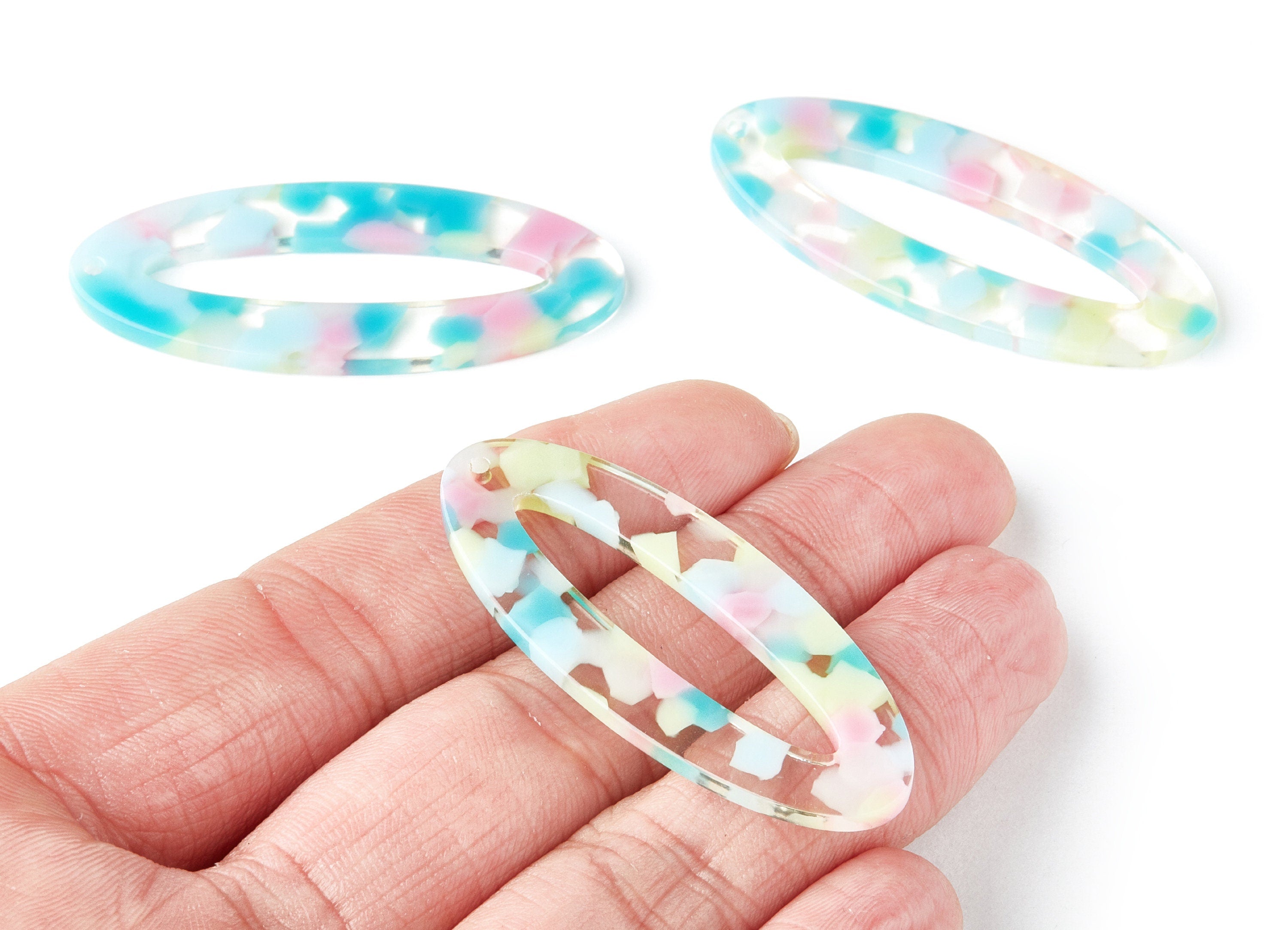 Acetate Oval Earring Charms - Oval Shaped Pendant - Earring Findings - Jewelry Supplies - Color Code: A222 - 49.63x20.7x2.62mm - AC1398A - DOMEDBAZAAR