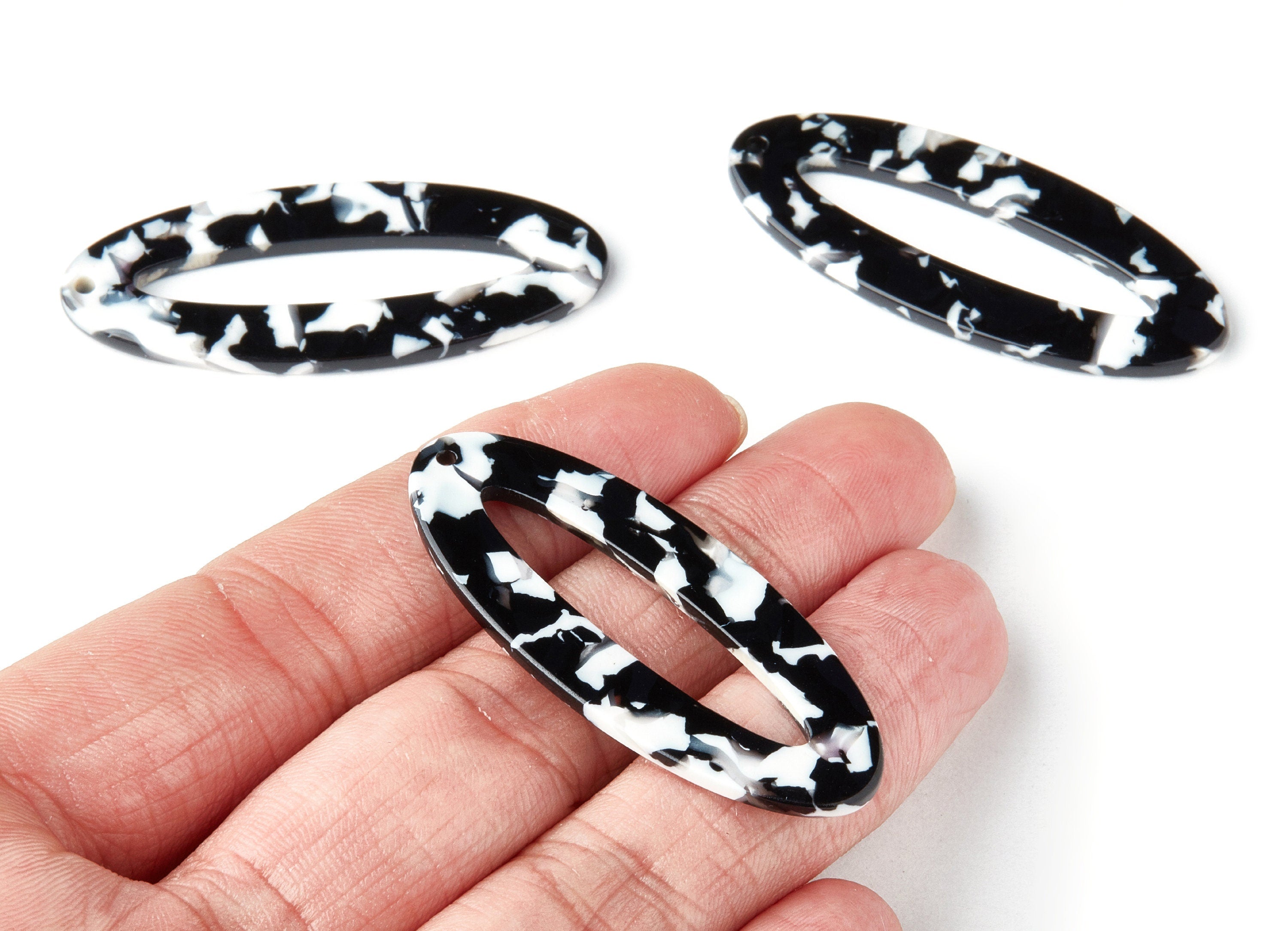 Acetate Oval Earring Charms - Oval Shaped Pendant - Earring Findings - Jewelry Supplies - Color Code: A17 - 49.63x20.7x2.62mm - AC1398B - DOMEDBAZAAR