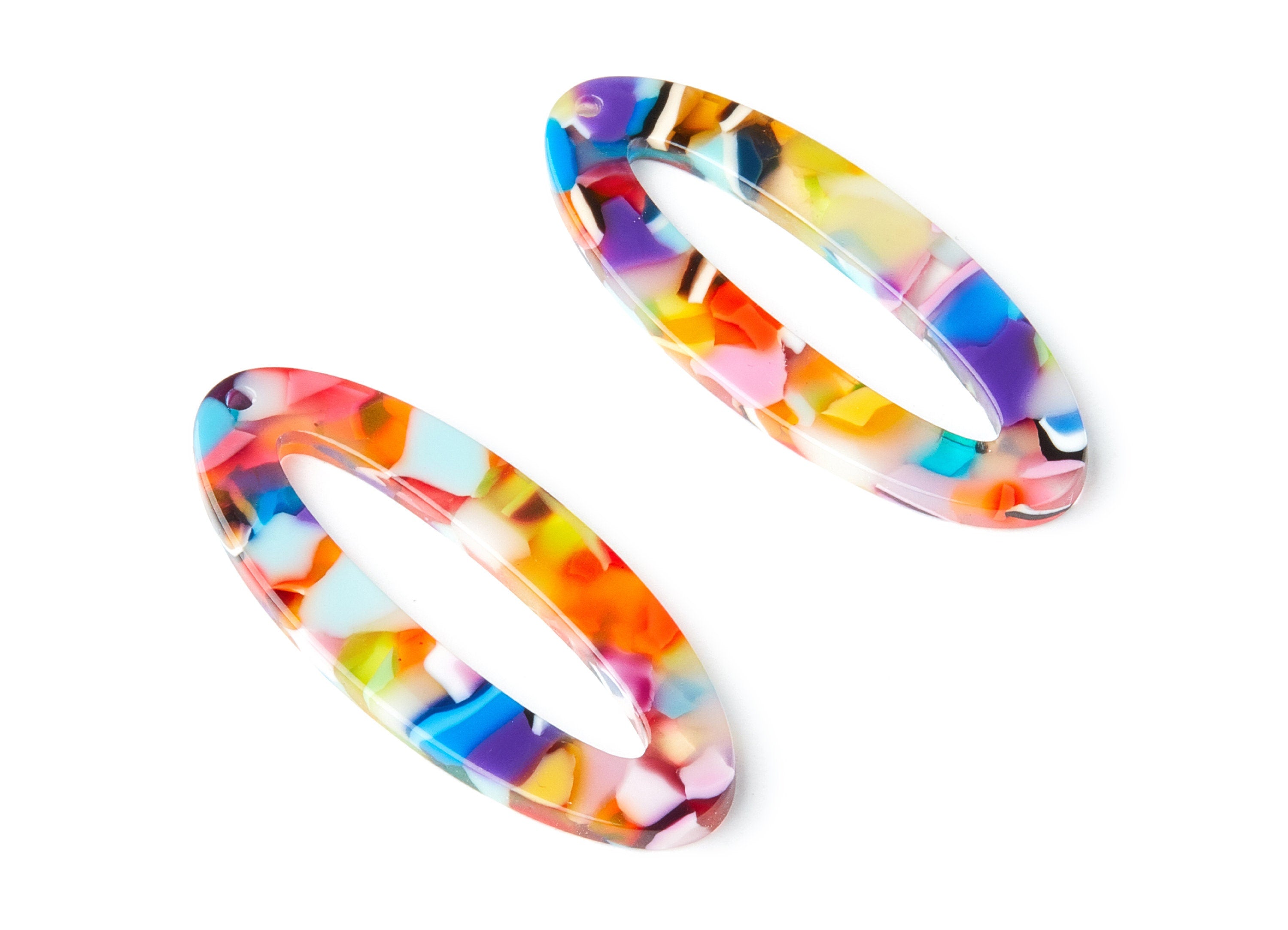 Acetate Oval Earring Charms - Oval Shaped Pendant - Earring Findings - Jewelry Supplies - Color Code: A21 - 49.63x20.7x2.62mm - AC1398G - DOMEDBAZAAR