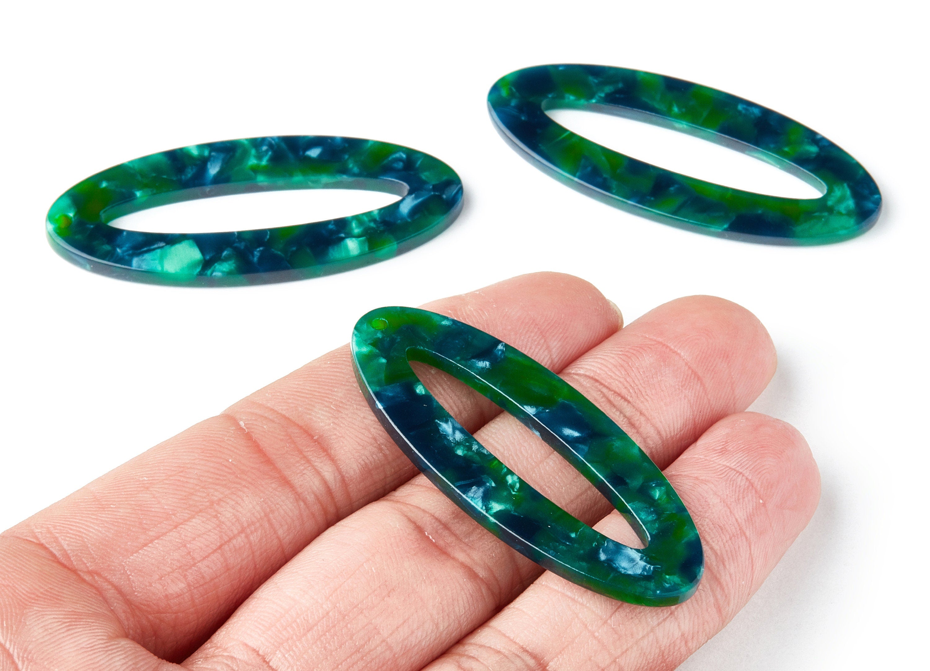 Acetate Oval Earring Charms - Oval Shaped Pendant - Earring Findings - Jewelry Supplies - Color Code: A13 - 49.63x20.7x2.62mm - AC1398H - DOMEDBAZAAR