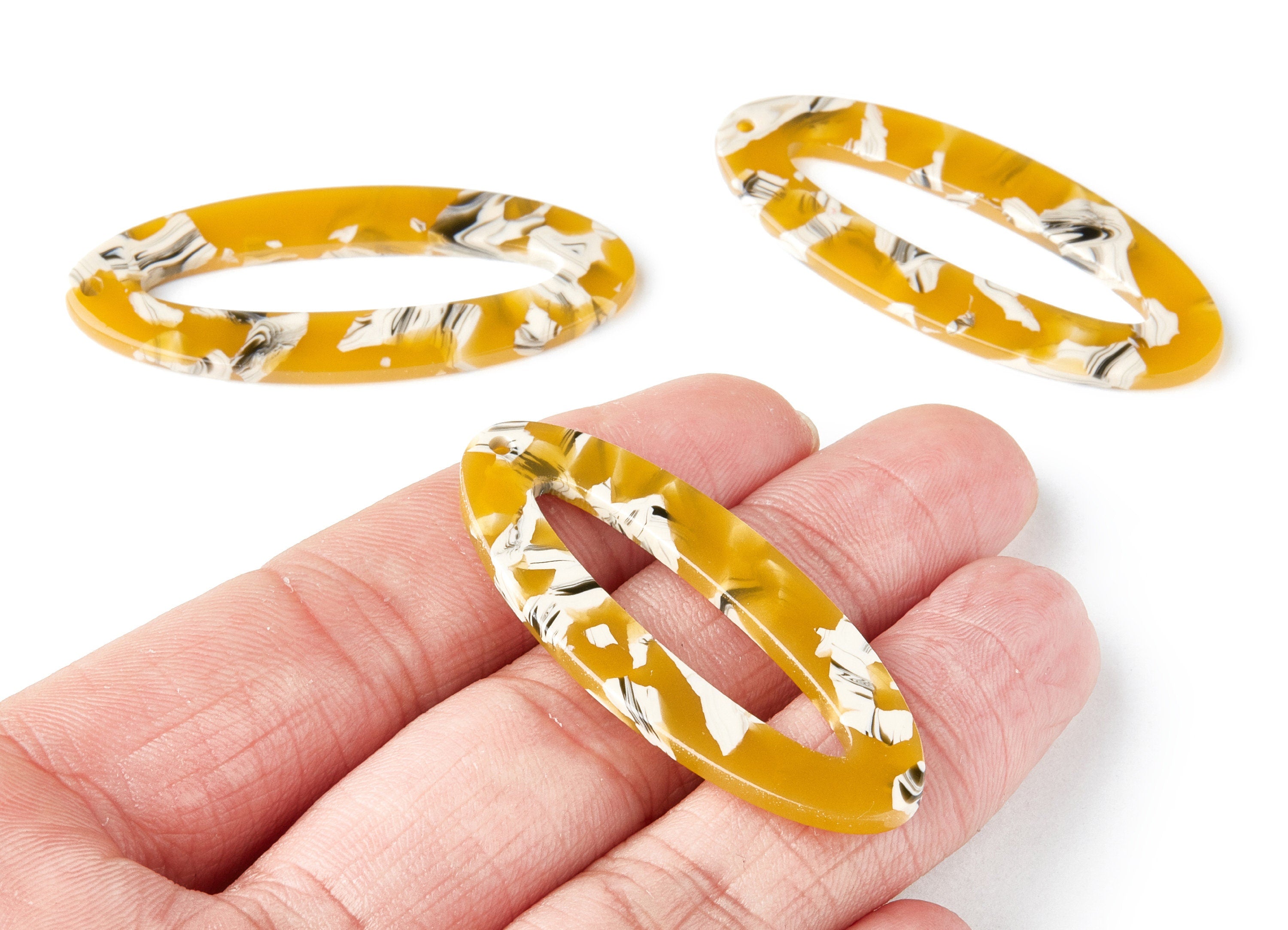 Acetate Oval Earring Charms - Oval Shaped Pendant - Earring Findings - Jewelry Supplies - Color Code: A14 - 49.63x20.7x2.62mm - AC1398F - DOMEDBAZAAR